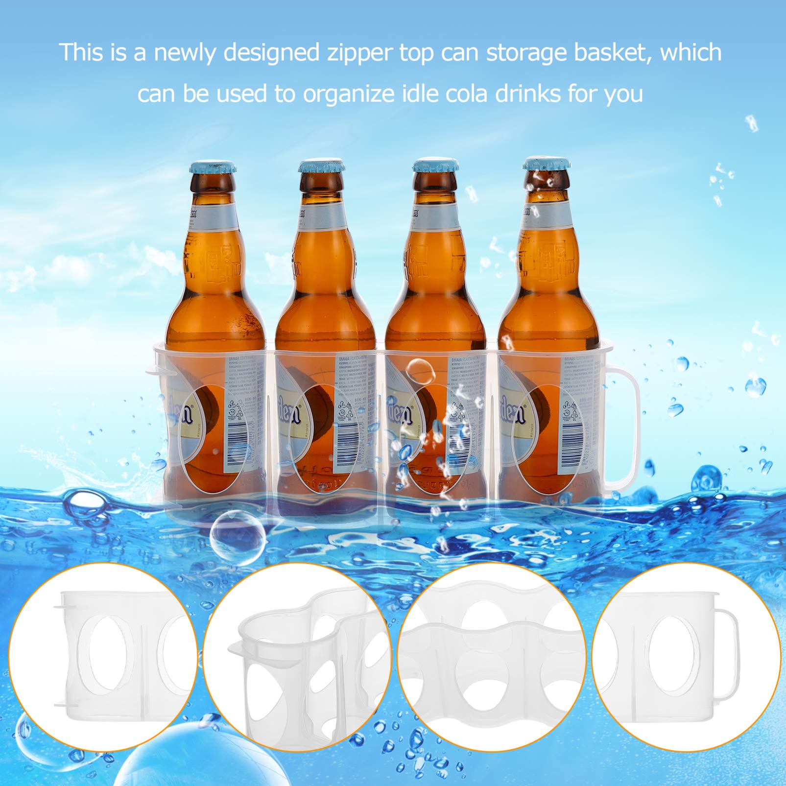 Hemoton 2-Pack Plastic Beverage Organizer - Beer, Soda Can & Bottle Fridge Storage Bin for Refrigerator, Pantry, Kitchen - Perfect for Organizing Drinks, Food Containers & Crisper Dispenser