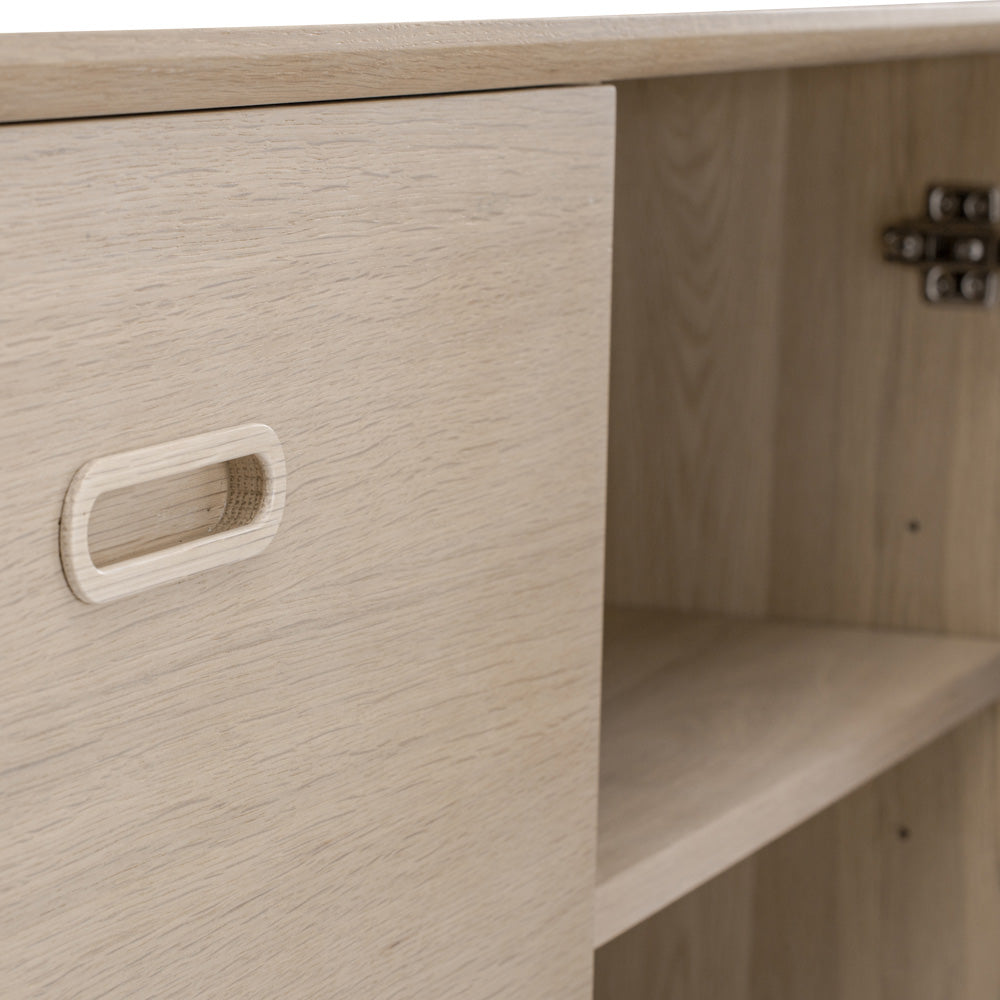 HAYTON 160cm White Oak Sideboard - Modern Storage Cabinet for Living Room, Dining Room & Entryway