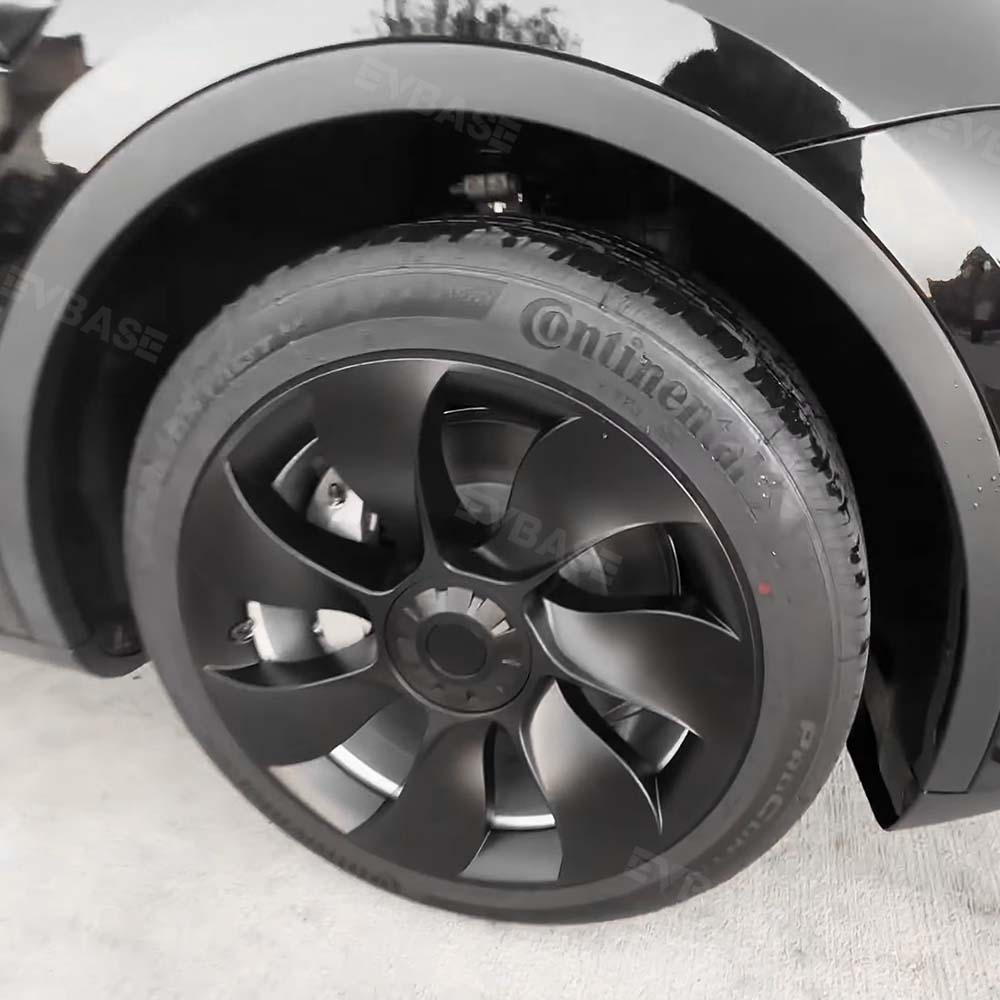 EVBASE Model Y 19-Inch Überturbine Wheel Cover Set (4PCS) - Matte Black Replacement Caps for Tesla Model Y - Enhance Style & Protection for Daily Driving & Road Trips
