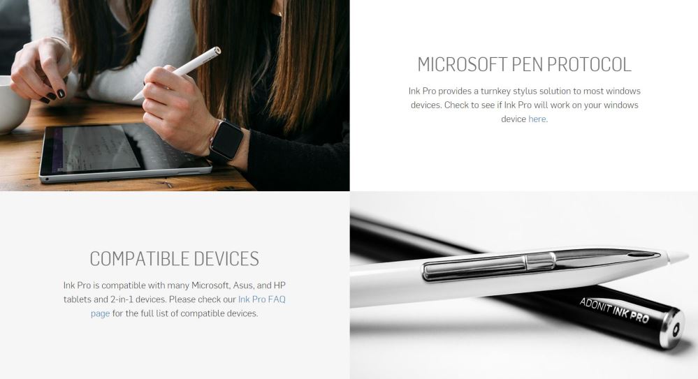 Adonit Ink Pro Fine Point Stylus Pen for Microsoft Surface, iPad, Android Tablets - Precise Digital Drawing & Note Taking - Black (ADIPB) - Perfect for Artists, Students & Professionals