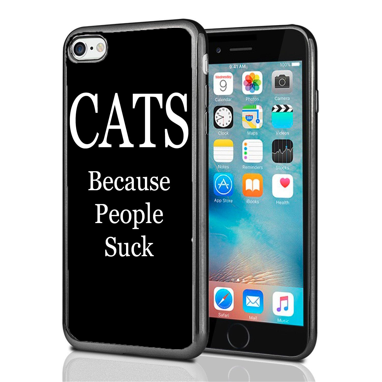 Funny Cat iPhone Case for iPhone 7 & iPhone 8 - 'Because People Suck' Design by Atomic Market - Perfect Gift for Cat Lovers & Humor Fans