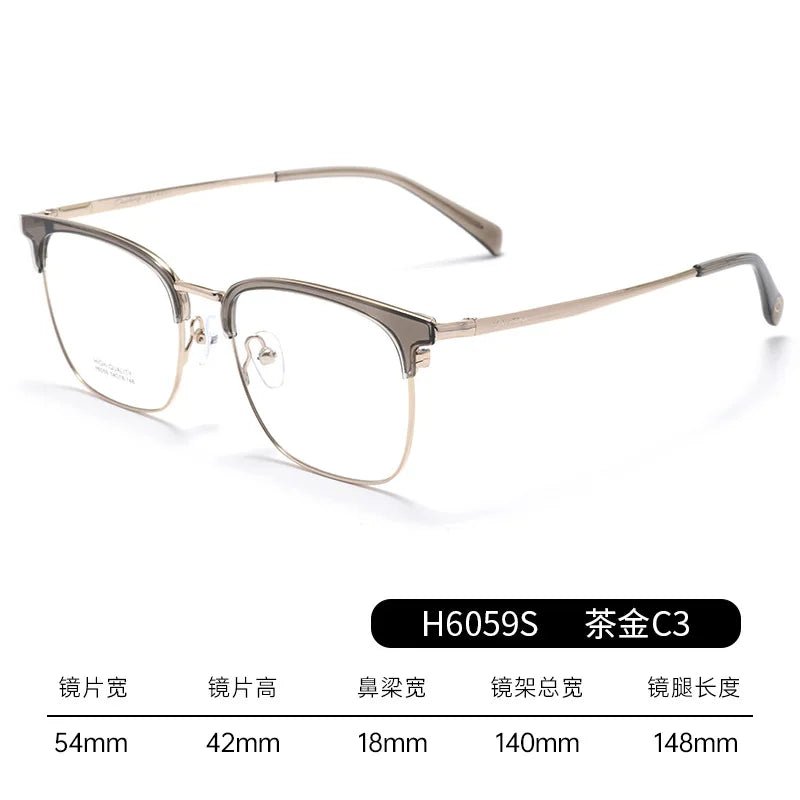 Bclear Unisex Full Rim Square Brow Line Titanium Eyeglasses 16059 - Lightweight & Durable Eyewear for Men & Women - Perfect for Reading, Working & Daily Fashion Accessory