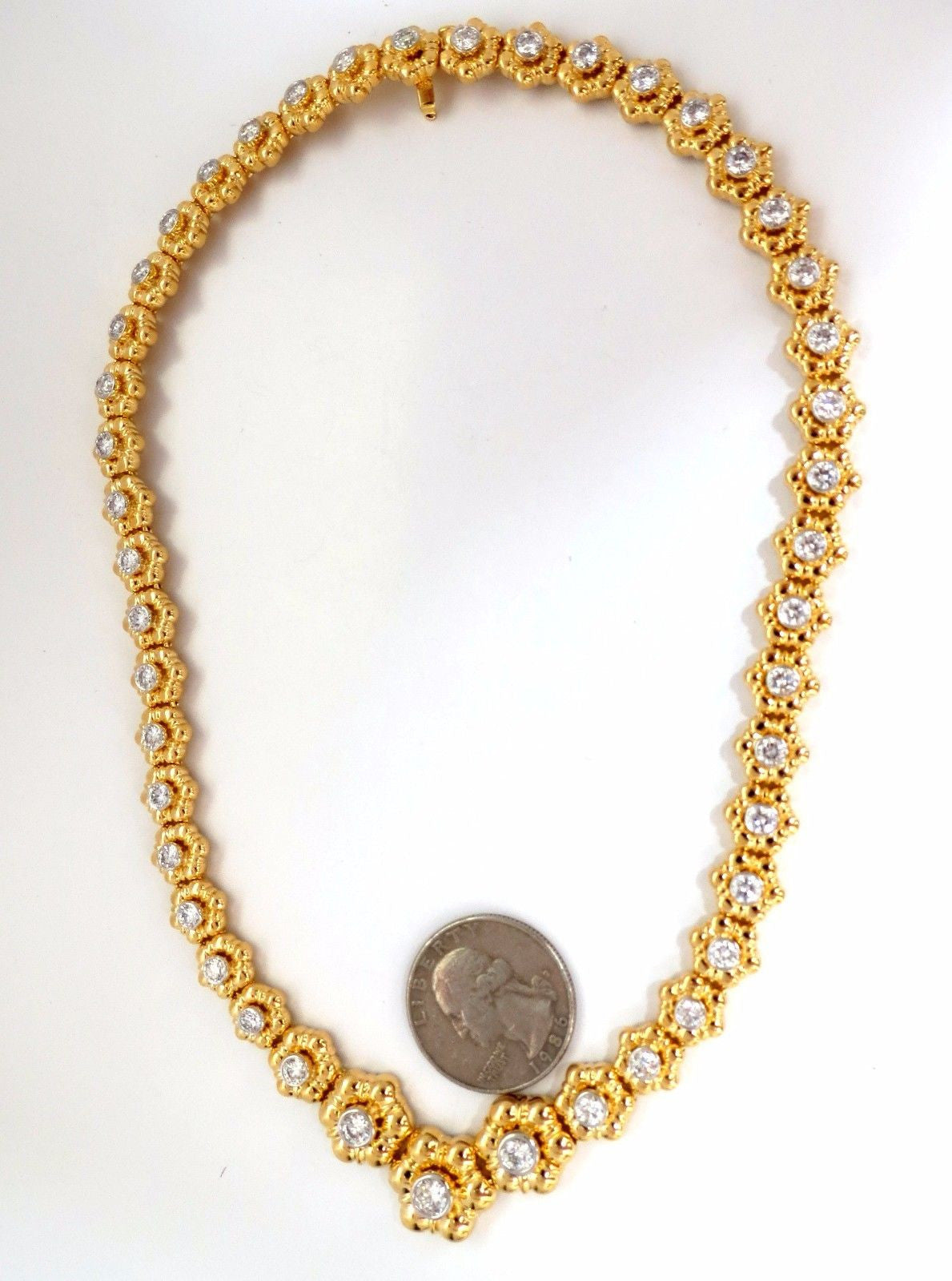 11.50ct Diamond Eternity Raised Dome Floral Flush Mount Necklace in 14K Gold - Perfect for Weddings, Anniversaries & Special Occasions