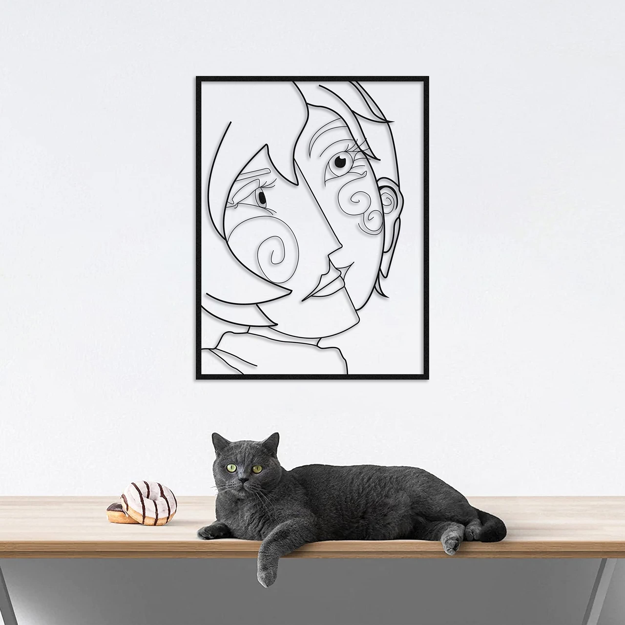 Picasso Series Metal Wall Art - Minimalist Geometric Home Decor, Black Metal Wall Hanging (60x46cm) - Perfect for Living Room, Bedroom, Office & Gift Giving