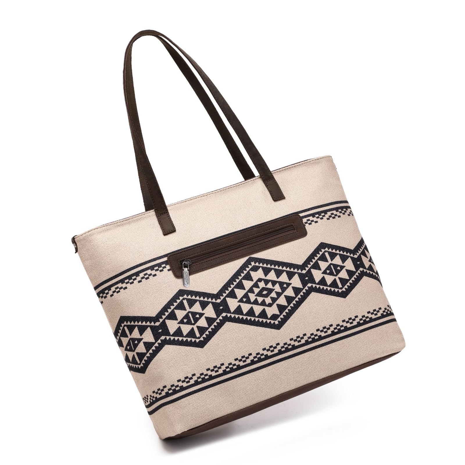 Wrangler Women's Canvas Tote Bag - Aztec Print Shoulder Handbag for Work, Travel & Everyday Use