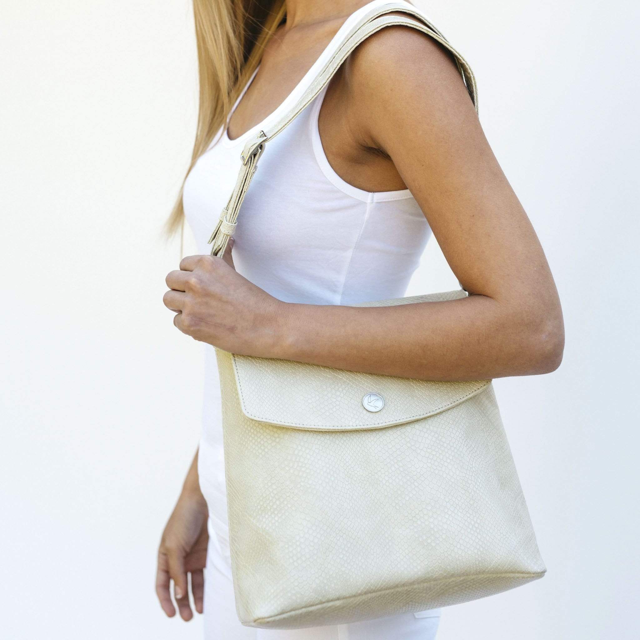 Gemma Vegan Leather Backpack for Women - Stylish Cream Faux Leather Laptop Backpack with USB Charging Port | Perfect for Work, Travel & College Campus