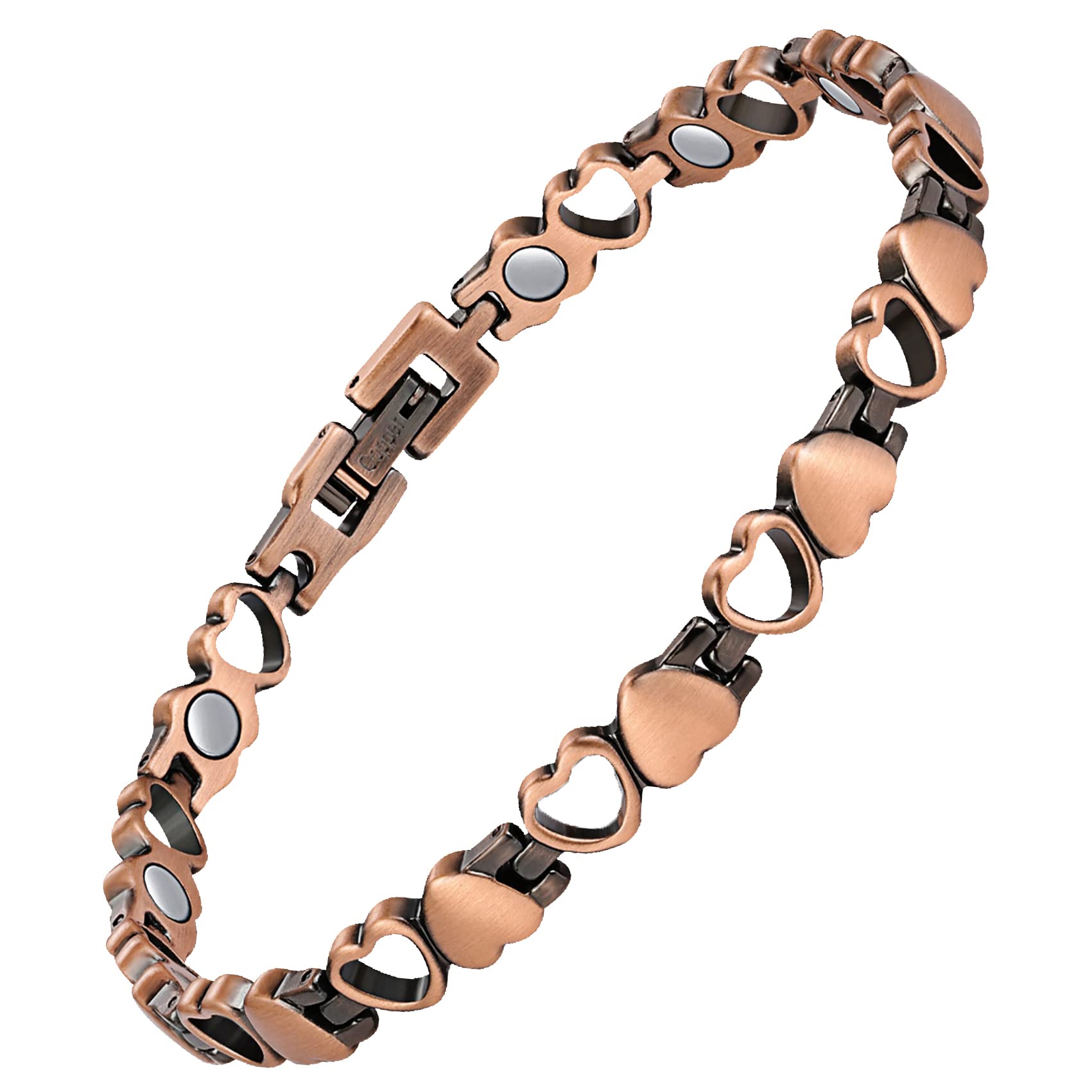 Feraco Pure Copper Magnetic Ankle Bracelet for Women - 99.99% Copper Adjustable Anklet with 3500 Gauss Neodymium Magnets, Heart Shaped Jewelry for Pain Relief, Arthritis & Improved Circulation