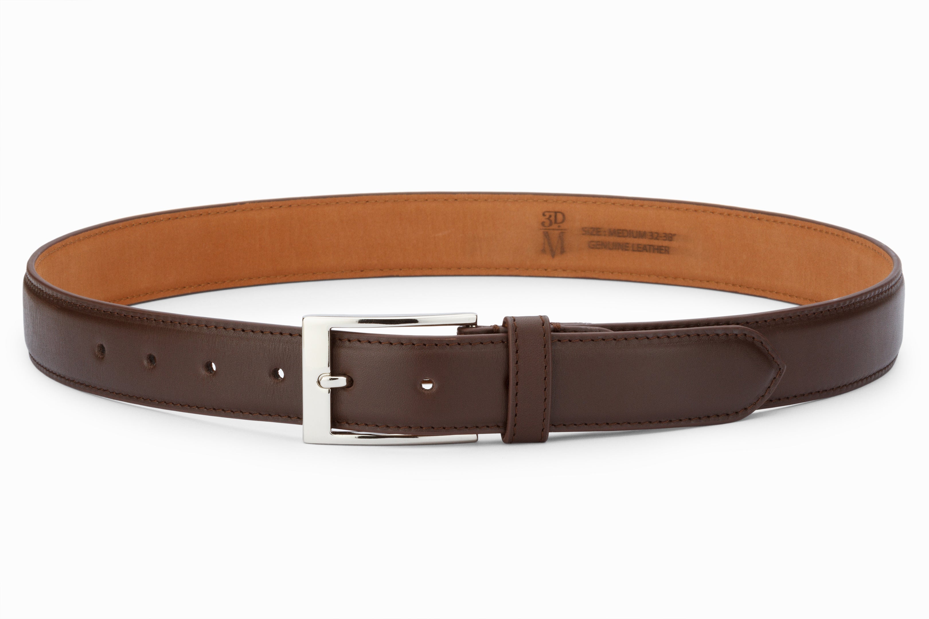 Premium Dark Brown Flat Belt for Men - Classic Leather Dress Belt for Office, Casual & Formal Wear - Adjustable Waistband for Comfort & Style