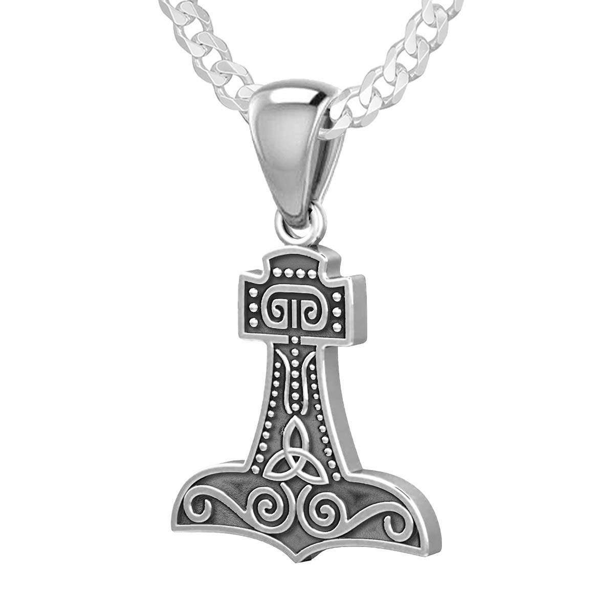 925 Sterling Silver Thor's Hammer Pendant Necklace - 26.5mm Viking Jewelry for Men & Women - Perfect for Norse Mythology Lovers, Cosplay & Everyday Wear