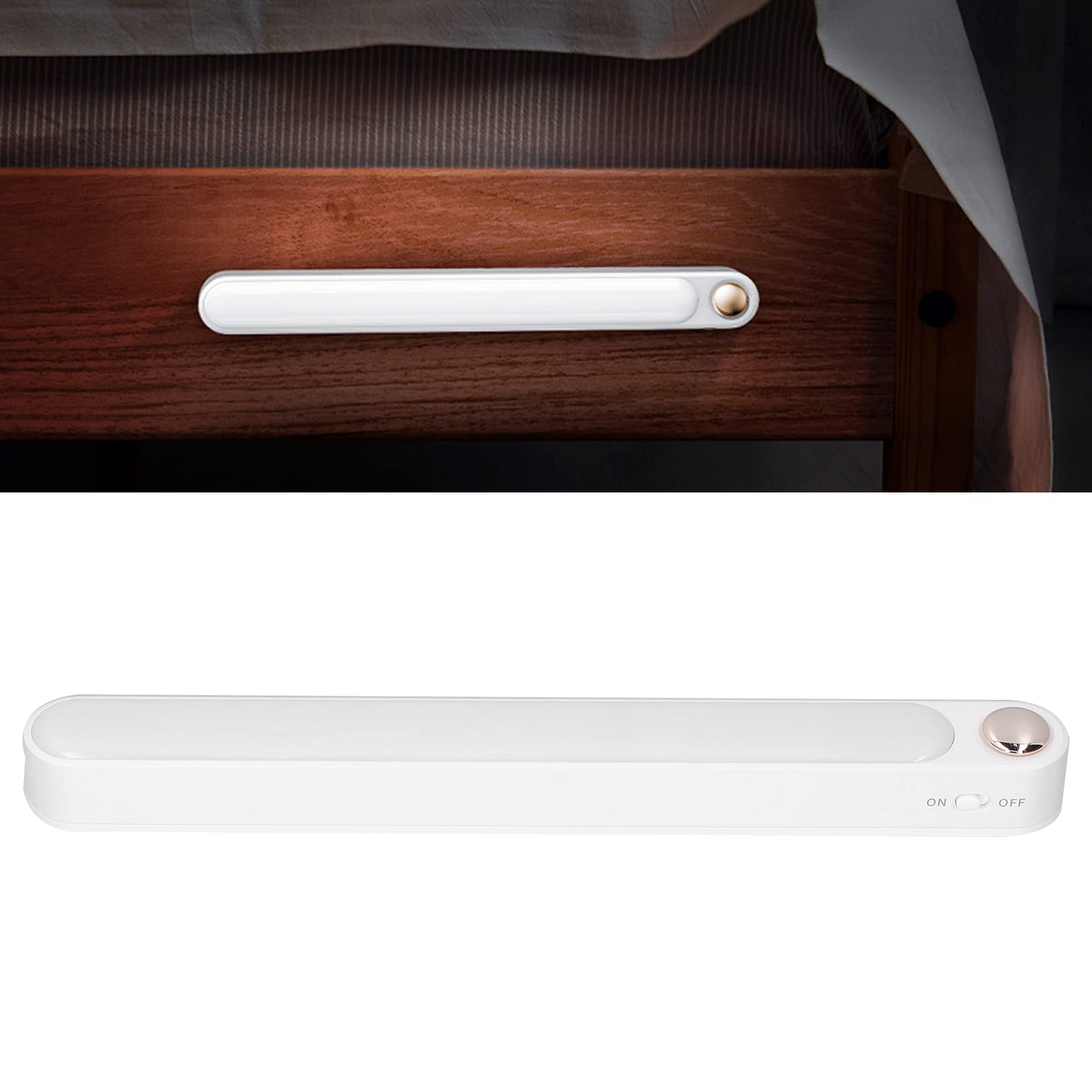 USB Rechargeable Cabinet Night Light - White LED Under Cabinet Lighting for Kitchen, Bedroom, Bathroom & Desk | Energy Saving, Motion Sensor, Dimmable for Home & Office Use