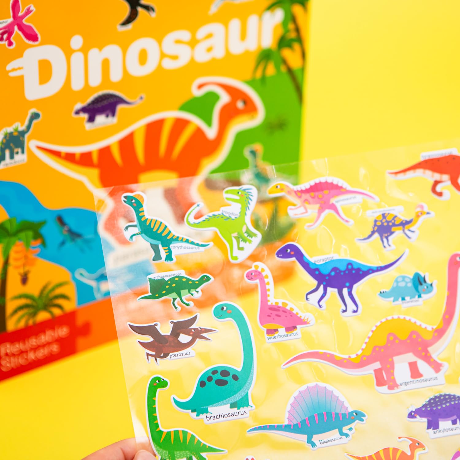 4 Pack Reusable Sticker Book for Kids - Dinosaur Stickers Activity Book with 500+ Stickers | Travel Toys, Airplane Activities & Learning Fun for Toddlers & Children