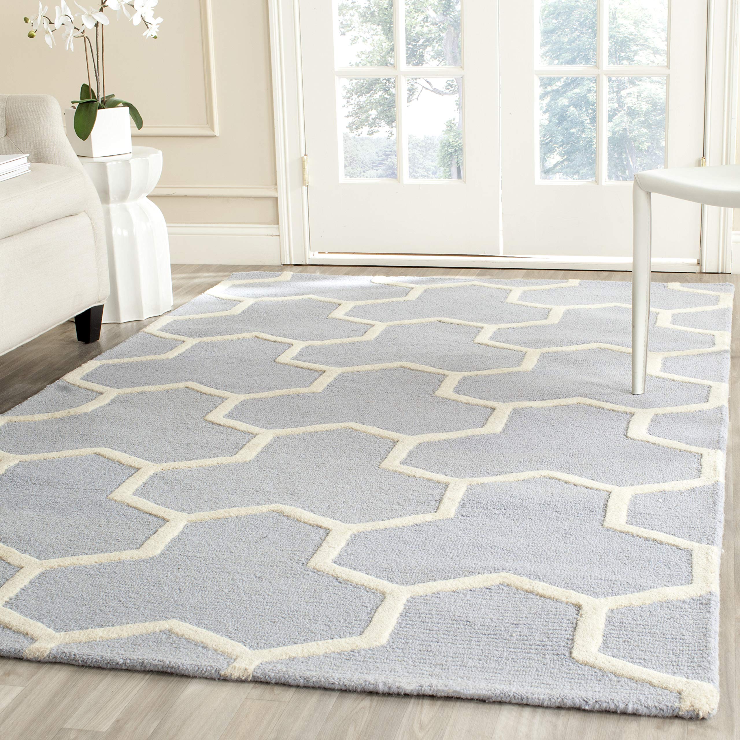SAFAVIEH Cambridge Collection 6' Square Light Blue/Ivory Moroccan Wool Area Rug - Handmade Premium Quality for Living Room, Bedroom & Office Decor