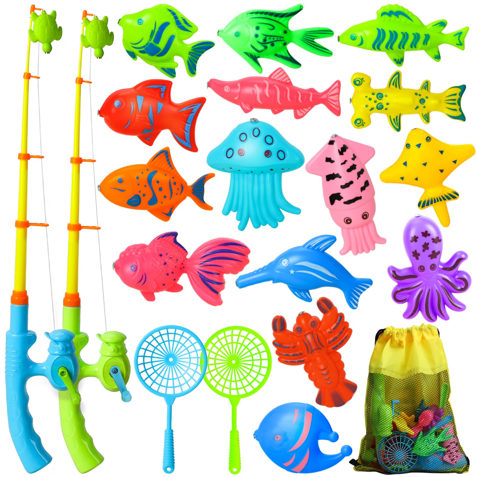 Magnetic Fishing Game Toy for Toddlers & Kids Ages 1-8 - 2 Fishing Poles Included, Fun Bath & Learning Activity for Preschoolers 3-5 Years Old - Perfect for Indoor Play, Birthday Gifts & Early Childhood Development
