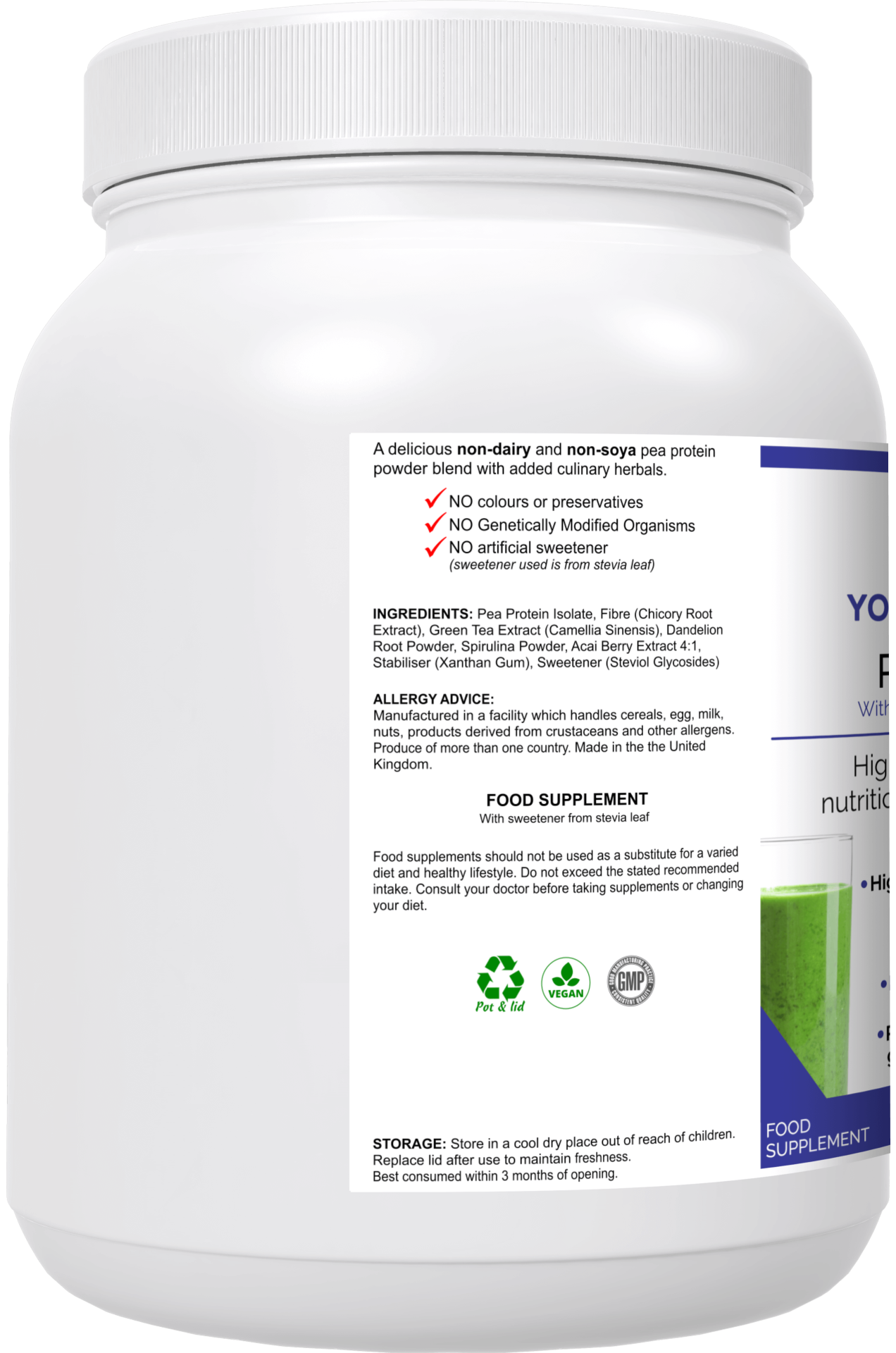 Organic Pea Protein Powder - Vegan Plant-Based Protein Supplement for Muscle Recovery & Weight Loss | Ideal for Smoothies, Baking & Post-Workout Nutrition