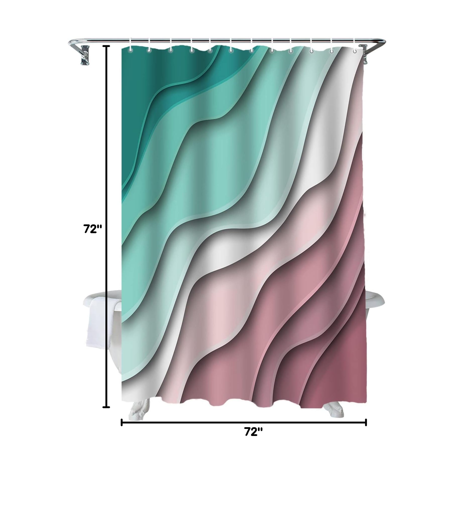 BestLives Modern Geometric Waterproof Shower Curtain - Dark Pink & Green Abstract Beach Design, 72x72 Inch, Bathroom Decor for Coastal & Contemporary Homes - Perfect for Bathrooms, Beach Houses & Spa Retreats