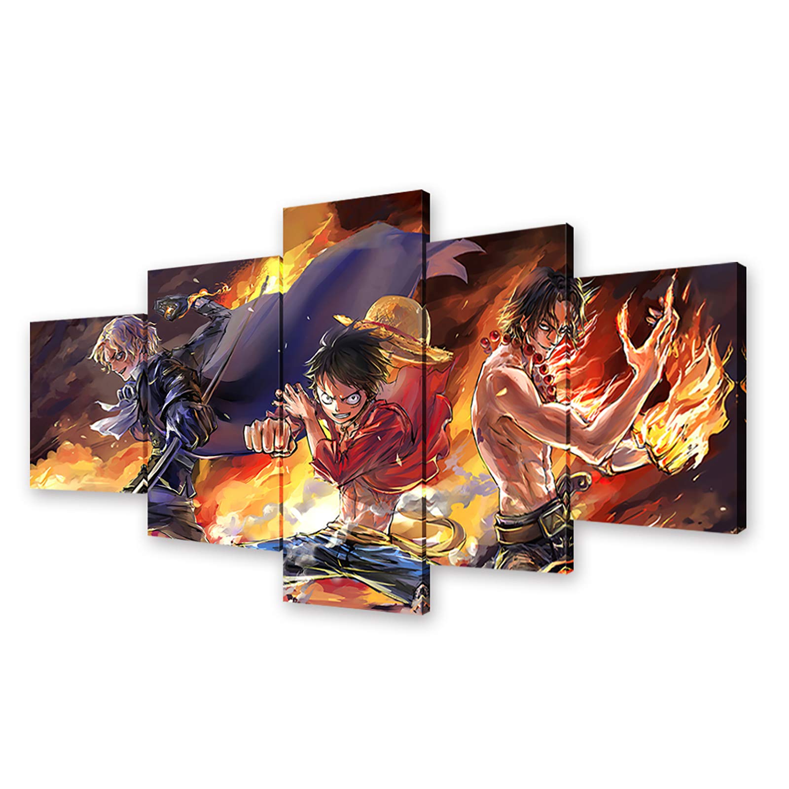 One Piece Anime Luffy Ace Sabo Three Brothers Canvas Wall Art - Framed Poster Print for Living Room, Bedroom & Office Decor - Perfect Gift for Anime Fans