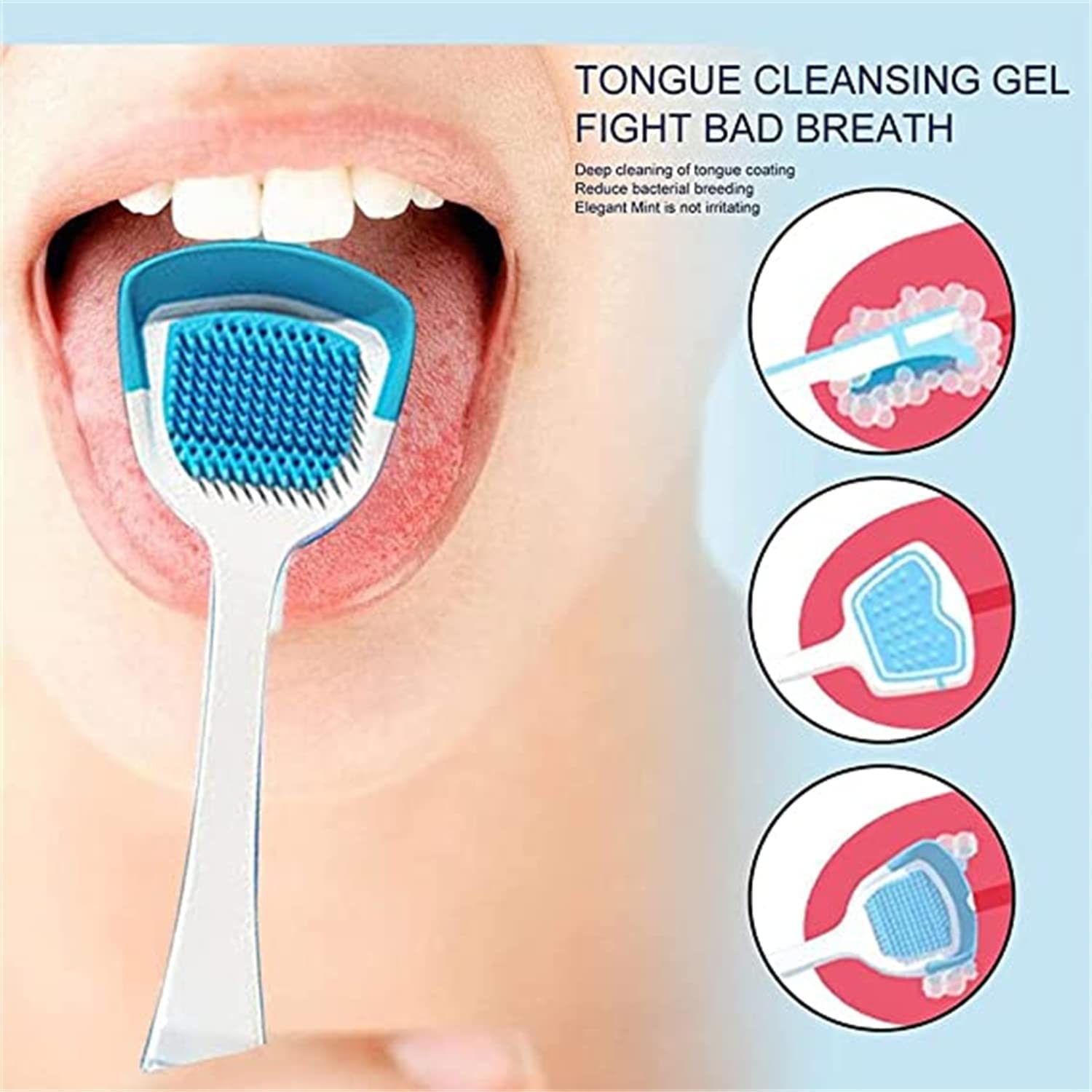 **Tongue Cleaner Scraper & Brush Kit with Fresh Breath Gel - Oral Care for Adults, Removes Bad Breath & Tongue Coating, 50g (2pcs) - Perfect for Daily Hygiene & Travel Use**
