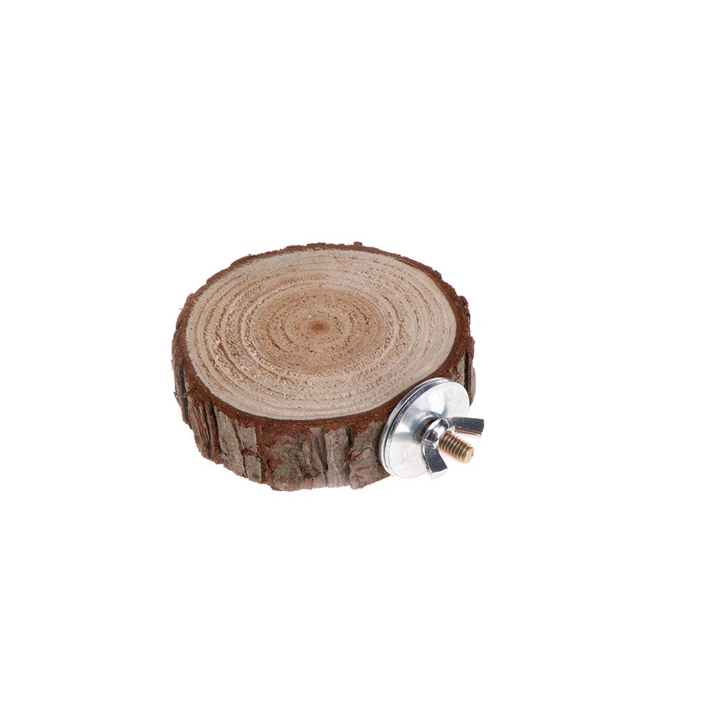 Natural Wooden Bird Perch Stand - Round Platform for Parrots, Chinchillas & Squirrels | Cage Accessory for Climbing & Resting | Perfect for Small Pets' Exercise & Playtime