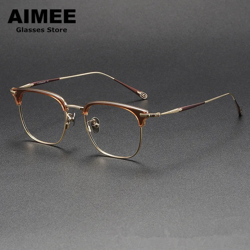 Stylish Aimee Unisex Full Rim Square Titanium Acetate Eyeglasses Frame 980901 - Lightweight & Durable for Work, Reading & Everyday Wear