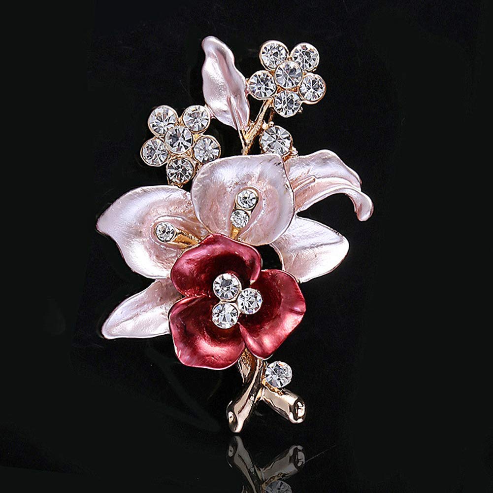 Elegant Crystal Rhinestone Rose Flower Brooch Pin for Women - Rose Gold Fashion Jewelry Gift for Girls, Perfect for Weddings, Parties & Special Occasions