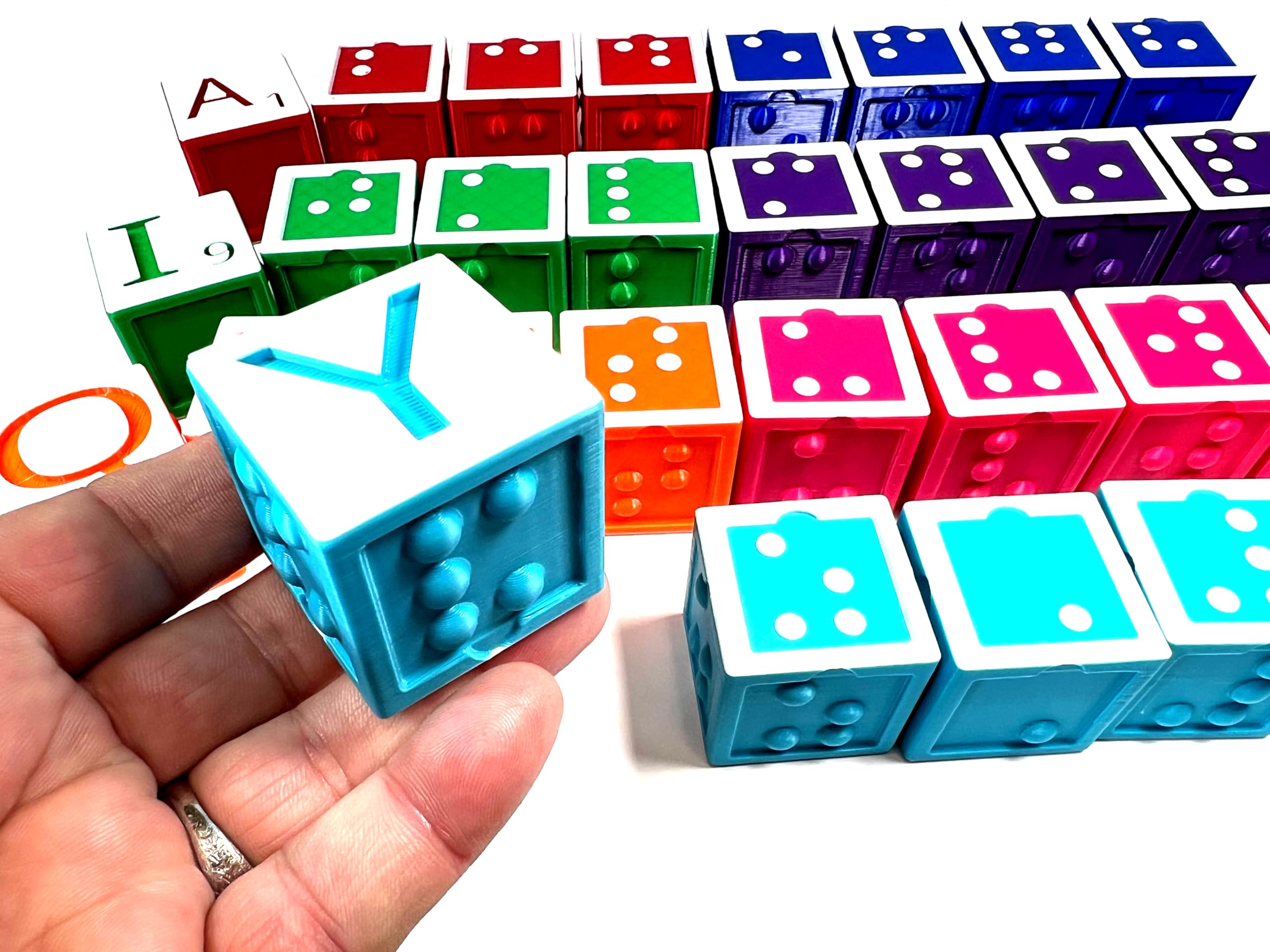 Braille Alphabet and Number Learning Blocks - Educational Toy for Blind & Visually Impaired Kids - English Letters & Numbers - Perfect for Classroom, Therapy & Home Learning Activities