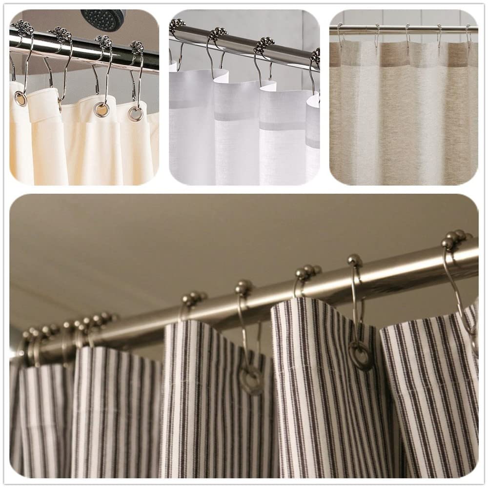 Uigos Rust-Resistant Shower Curtain Hooks & Rings - 12 Pack Chrome Finish for Bathroom Shower Rods | Durable Metal Hooks for Bathtub, Shower Stall & Spa Decor