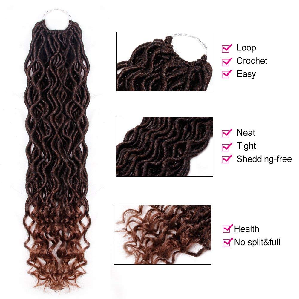 6 Packs Goddess Locs Crochet Hair - Wavy Curly Faux Locs Synthetic Braiding Hair Extensions (20