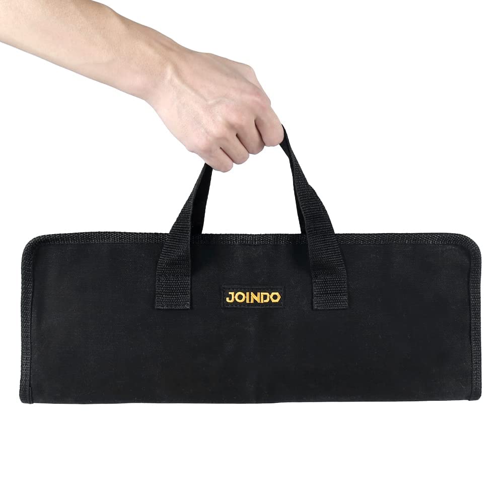 Professional Chef Knife Roll Bag - Waxed Canvas Knife Storage with 5 Slots & Zipper Closure | Heavy Duty Knives Pouch Holder for Kitchen, Travel & Camping | Perfect for Chefs, Home Cooks & Outdoor Cooking