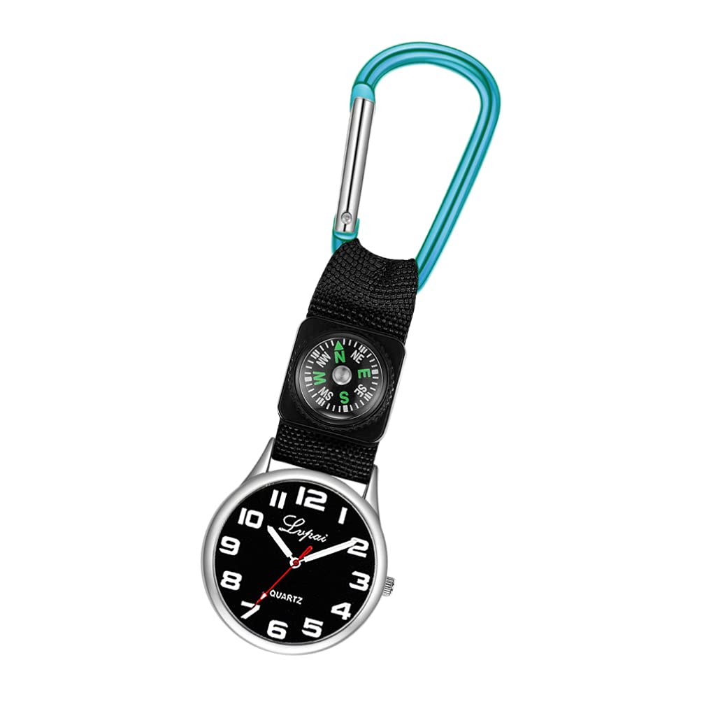 Hemobllo Clip-On Watch - Stylish Minimalist Watch for Mountaineering, Nurses & Doctors - Portable Compass & Canvas Band - Perfect for Hospital Shifts, Outdoor Adventures & Everyday Use