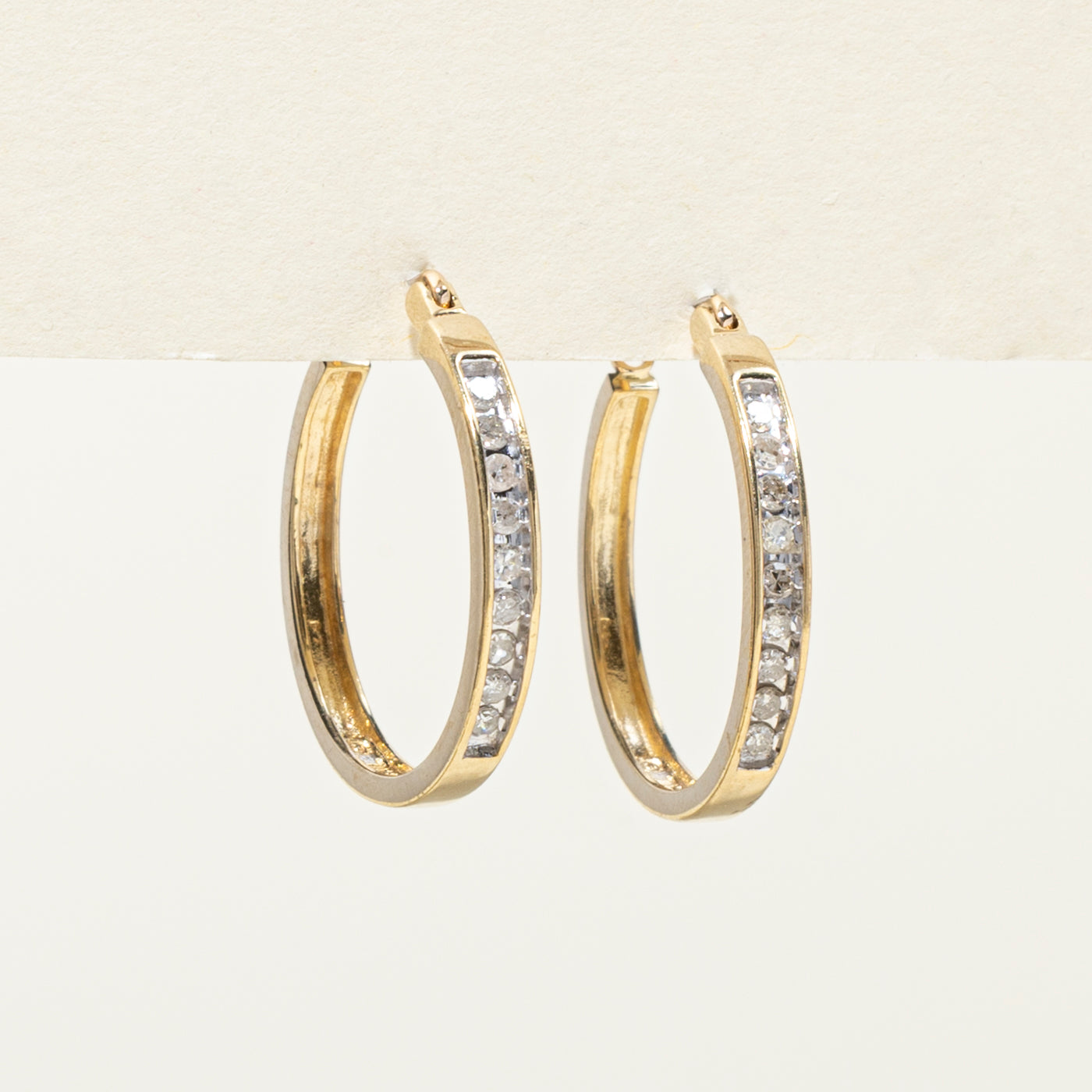 10K Gold Diamond Hoop Earrings for Women - 0.27 Carat Total Weight (ctw) - Perfect for Everyday Wear, Parties & Special Occasions