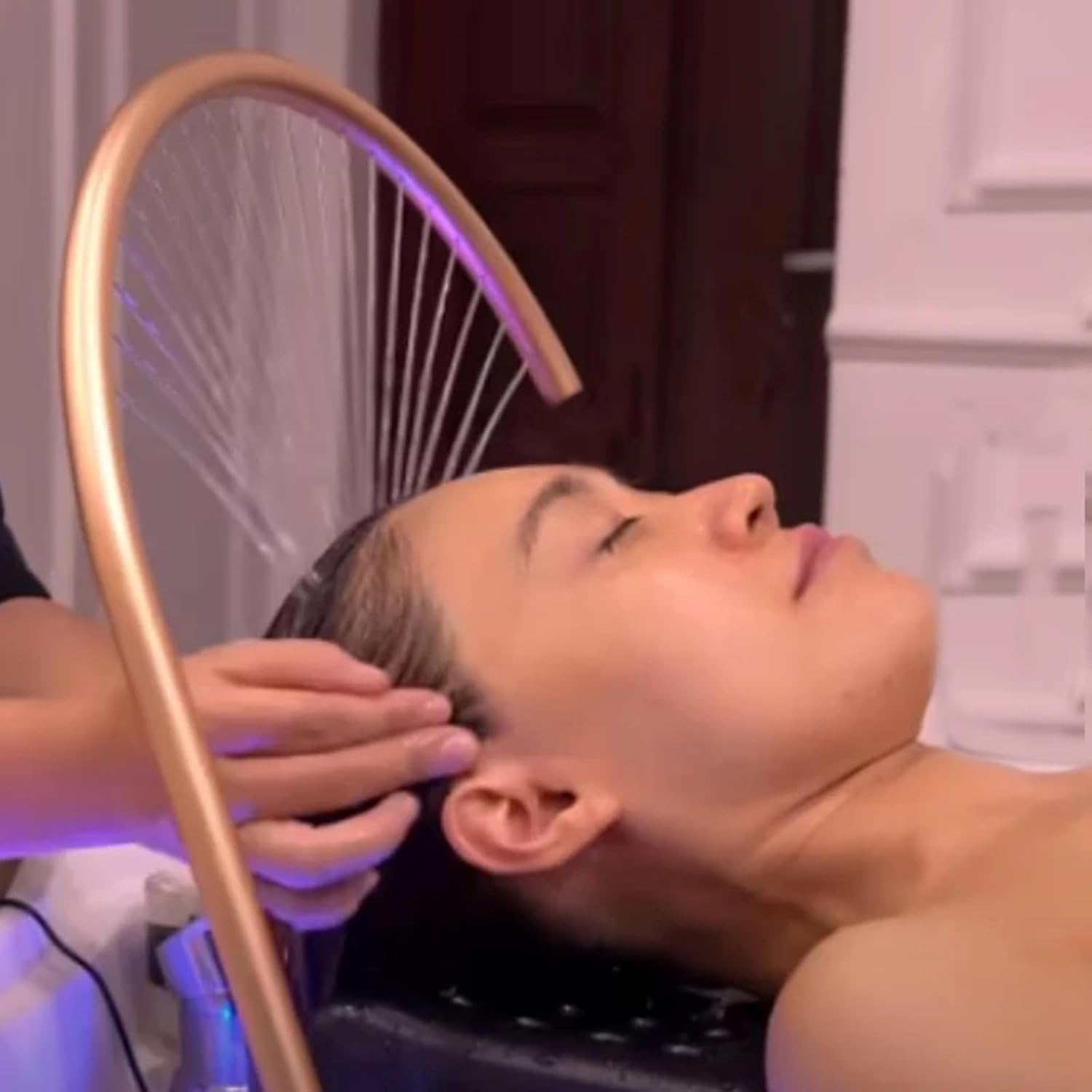 Japanese Head Spa Water Circulation Rack with 21 Water Outlet Holes - Professional Salon Shampoo Bowl Waterfall Equipment for Relaxing Scalp Massage & Hair Care