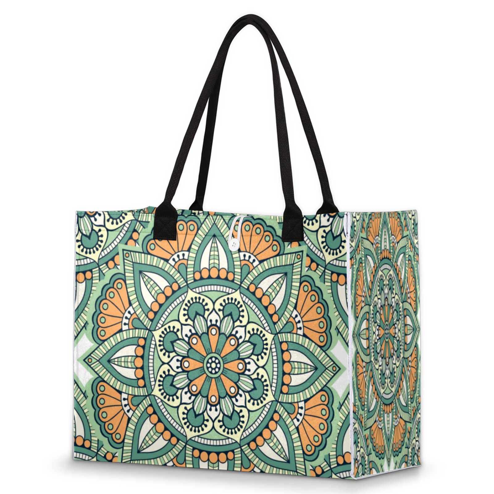 Stylish Ethnic Mandala Tote Bag for Women - Reusable Grocery Shopping Bag, Work Tote & Beach Bag - Perfect Gift for Travel, Pool & Outdoor Activities