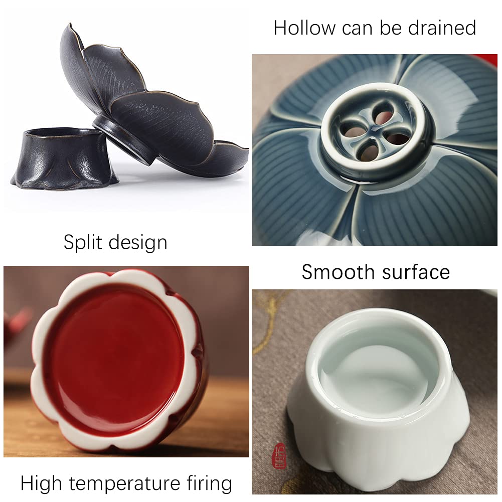 **Elegant Ceramic Pedestal Fruit Bowl - Decorative Footed Compote Serving Bowl for Desserts, Fruits, Bread & Snacks - Lotus Drain Plate for Kitchen Counter Display - Perfect for Dining Table Centerpiece & Party Serving (Blue)**