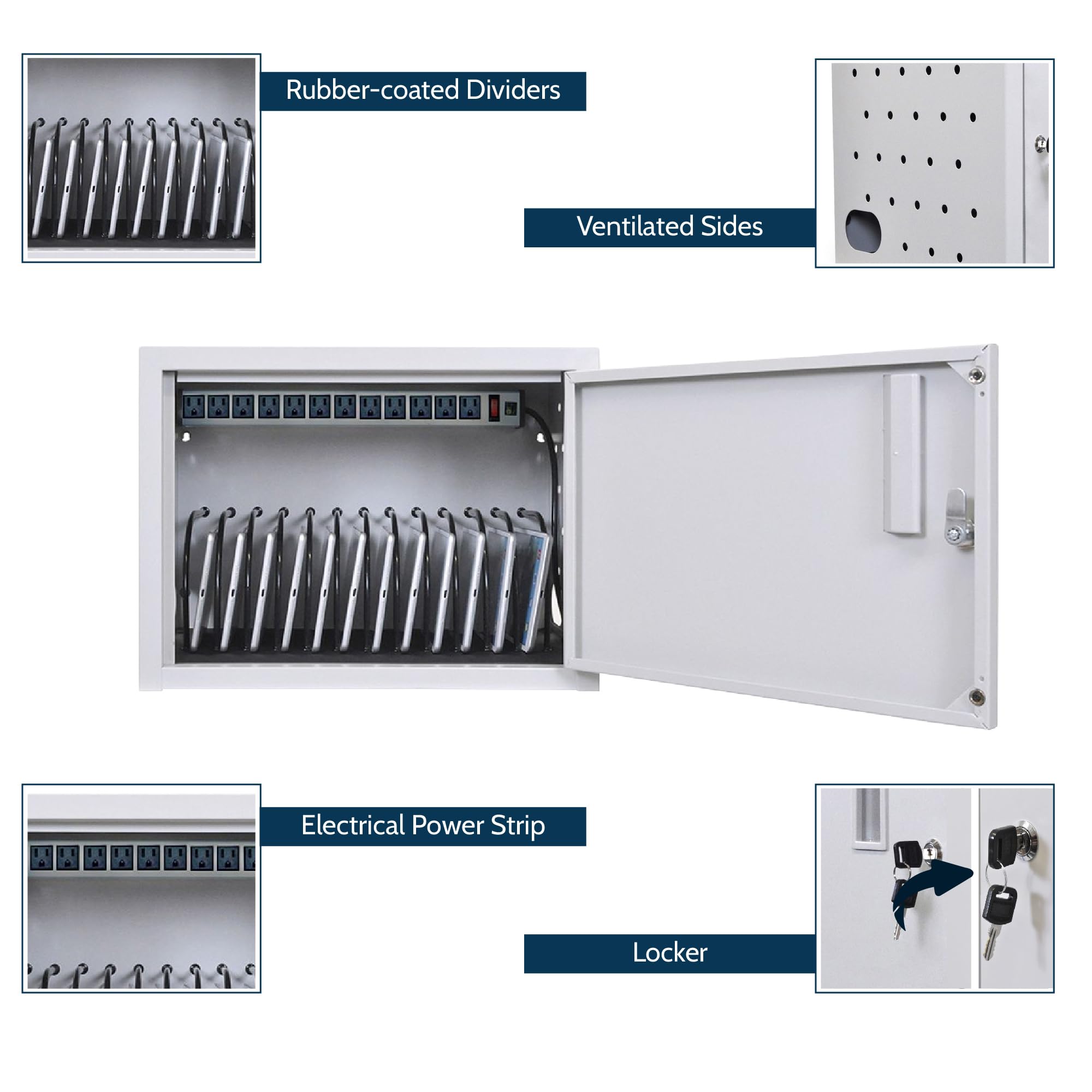 Luxor 12-Outlet Wall/Desk Charging Station for Office, Classroom & Library | Multi-Device Tablet & Phone Charger | Perfect for Workstations, Study Areas & Shared Spaces