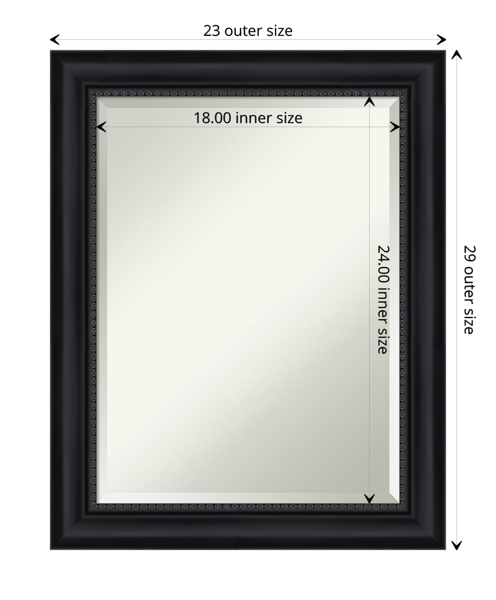 Amanti Art Black Rectangle Wall Mirror 29x23 Inches - Traditional Frame with Beveled Edge for Bathroom, Living Room, Bedroom & Hallway Decor - Horizontal or Vertical Hanging - Elegant Home & Office Decoration