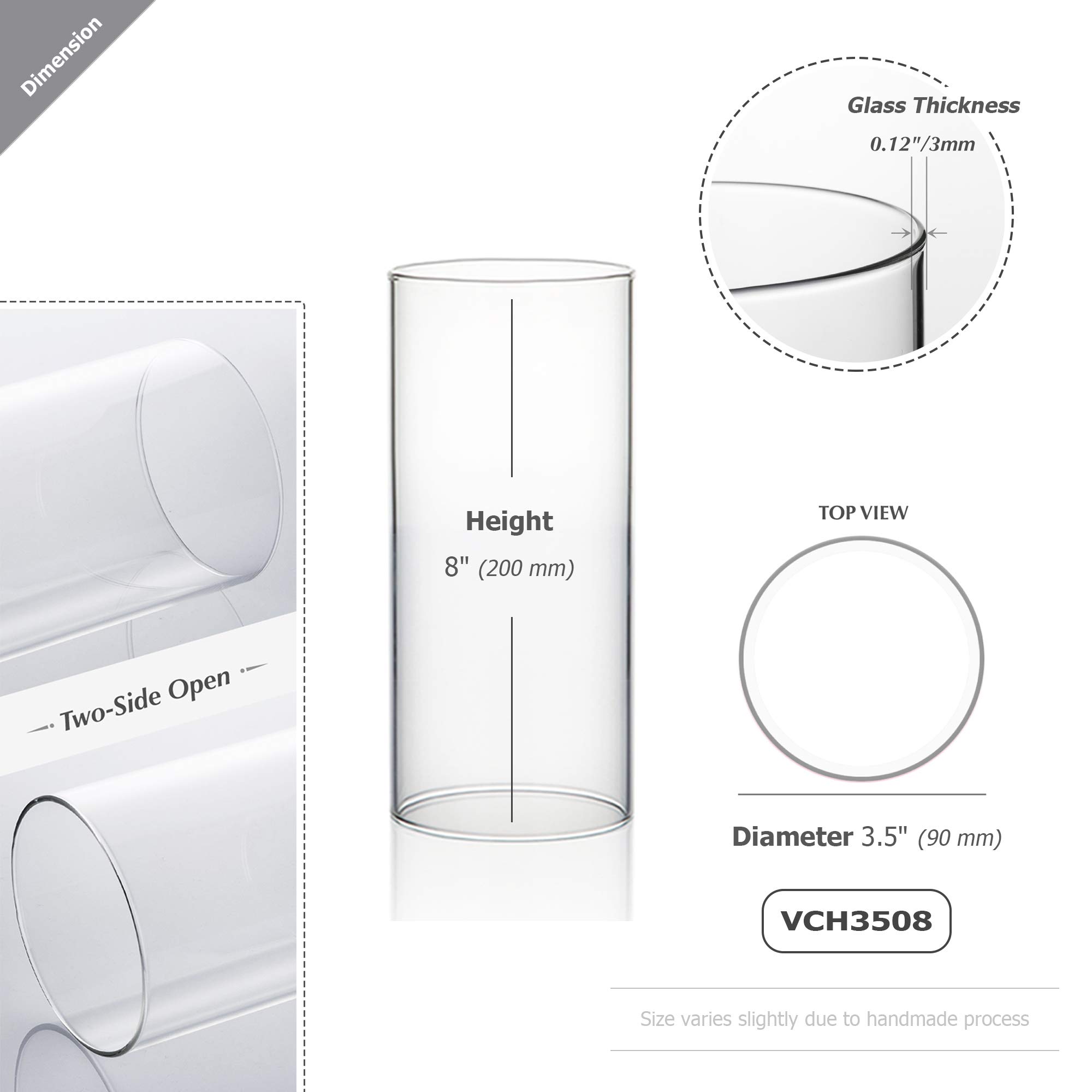 WGVI Clear Glass Hurricane Candle Holder Sleeve - 3.5