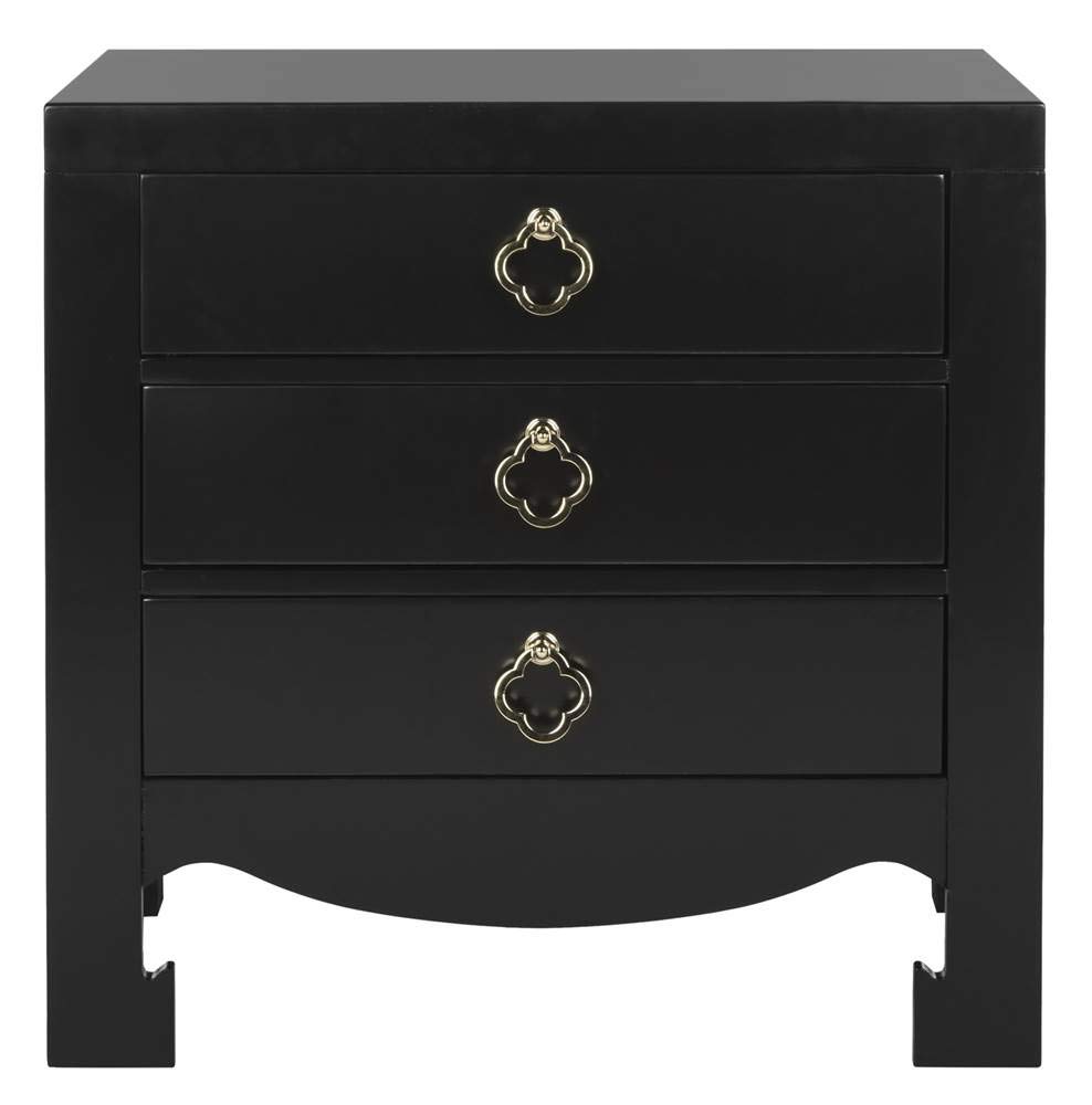 SAFAVIEH Nero 3-Drawer Nightstand - Modern Black Bedside Table for Bedroom, Living Room & Office - Compact Storage Cabinet with Smooth Gliding Drawers