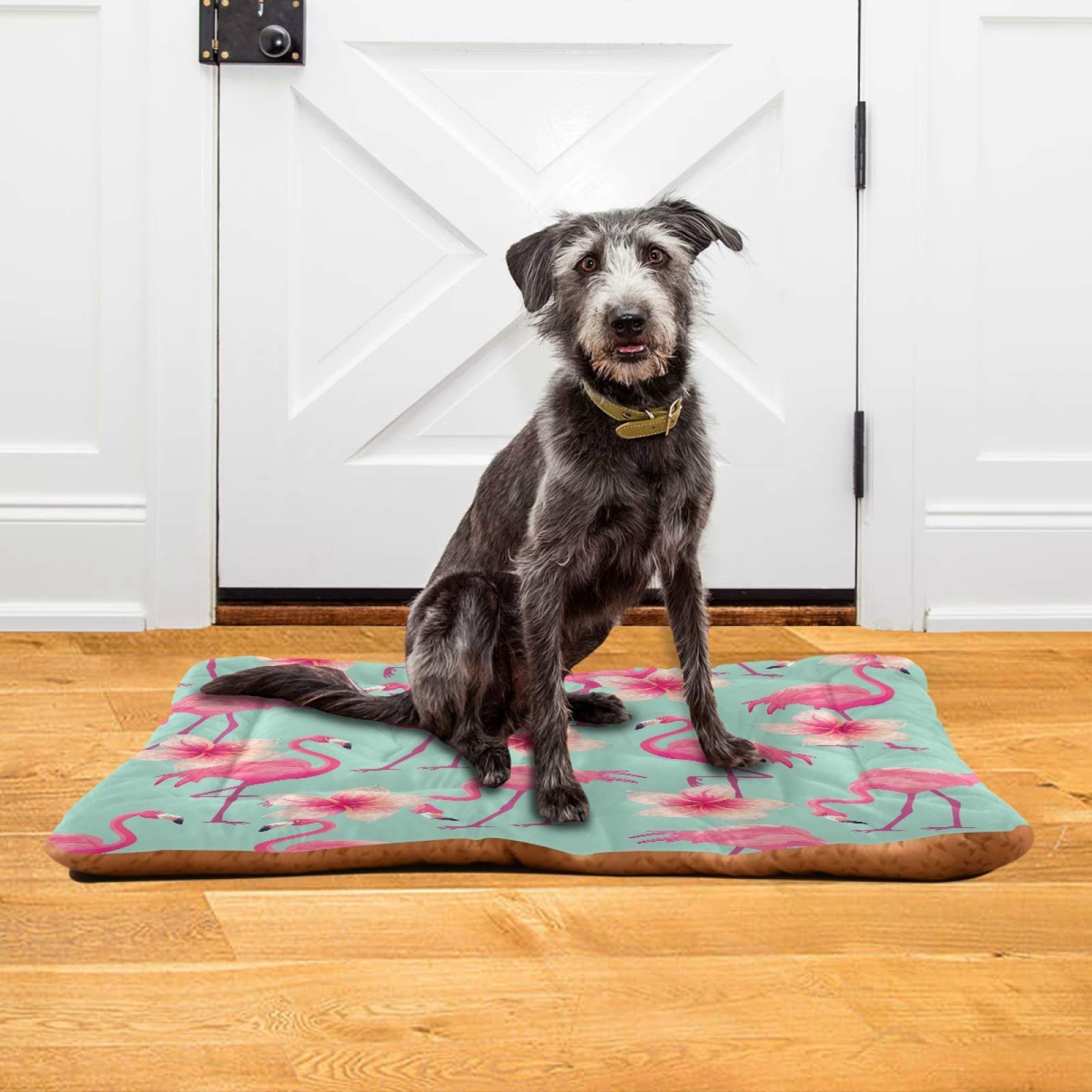 Pink Flamingo Dog Bed for Small & Medium Dogs - Ultra Soft Rectangle Pet Bed with Calming Design, 24x18 Inch - Perfect for Indoor Use in Living Room or Bedroom