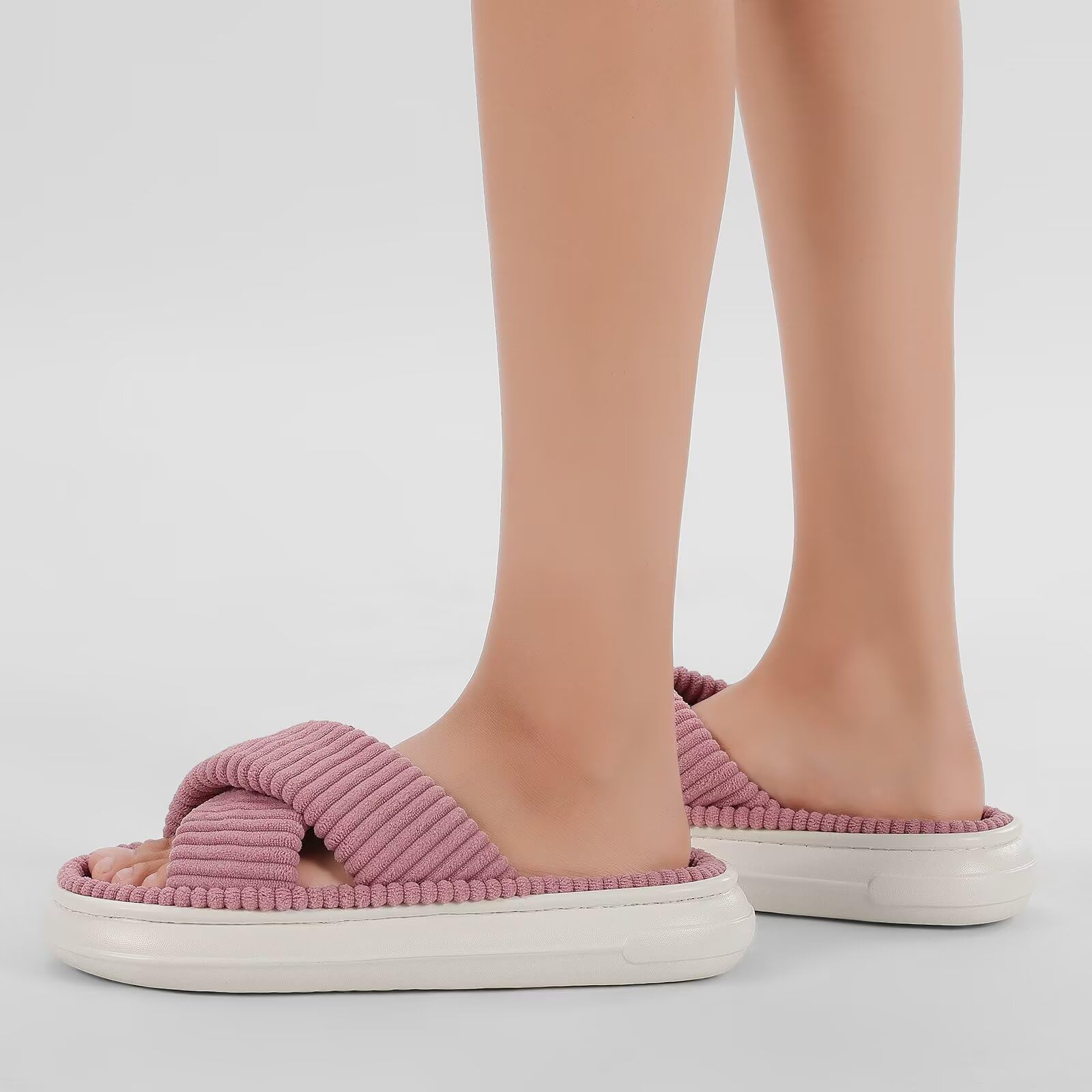 NineCiFun Women's Platform Slippers - Comfortable Open Toe Slide Sandals for Indoor & Outdoor Use - Perfect for Summer, Home, Bedroom, and Beach Wear