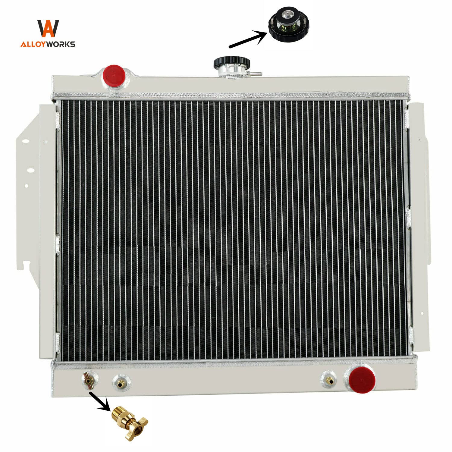 ALLOYWORKS 3-Row Aluminum Radiator with Shroud Fan & Relay Kit for 1979-1993 Dodge D/W Series 100-450 & Ramcharger | 5.2L 5.9L V8 Engine | Heavy-Duty Cooling Upgrade for Off-Road & Towing