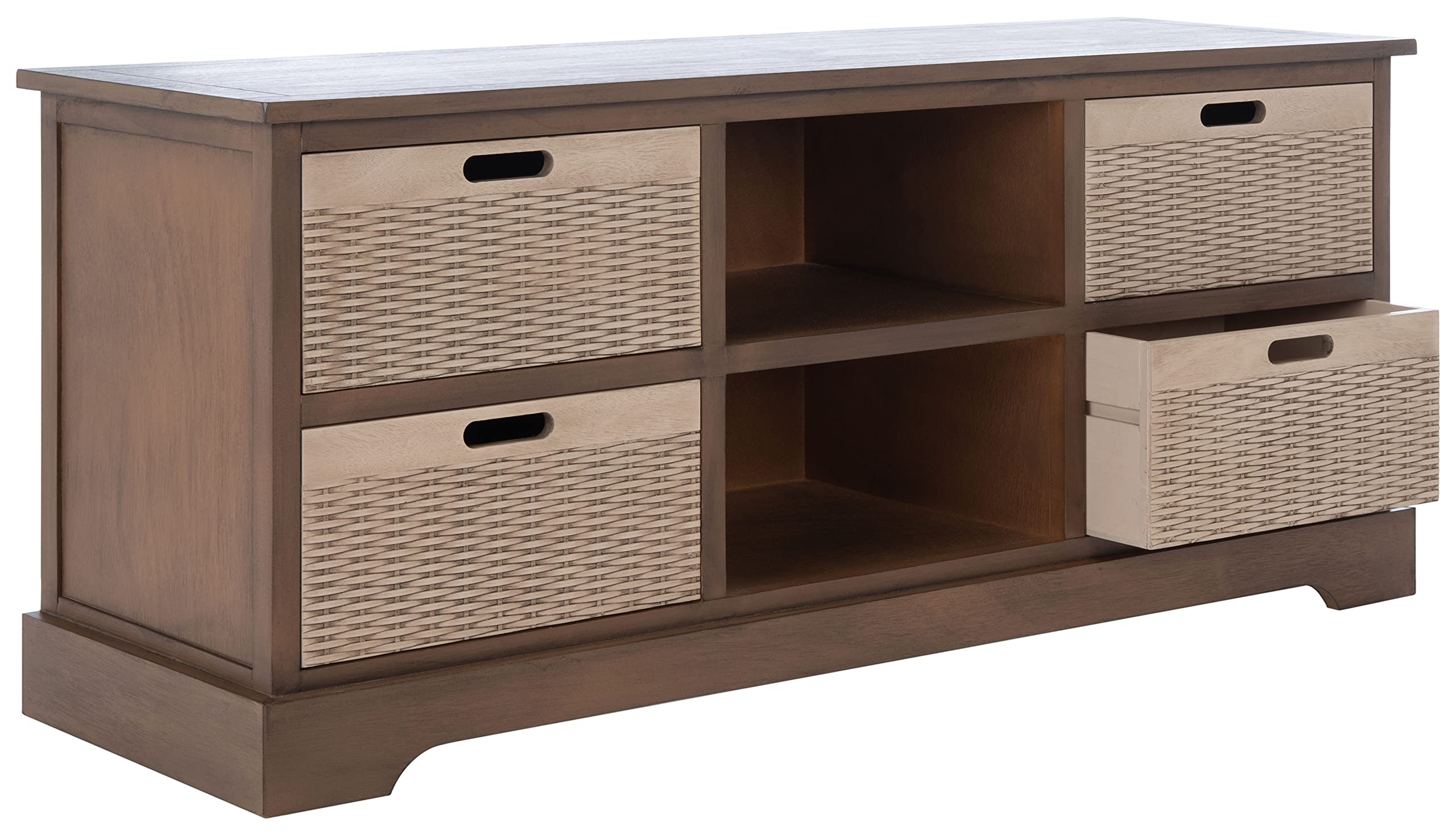 SAFAVIEH Landers Brown 4-Drawer TV Stand for 55-Inch Flat Screen - Modern Media Console with Storage for Living Room, Bedroom & Home Theater
