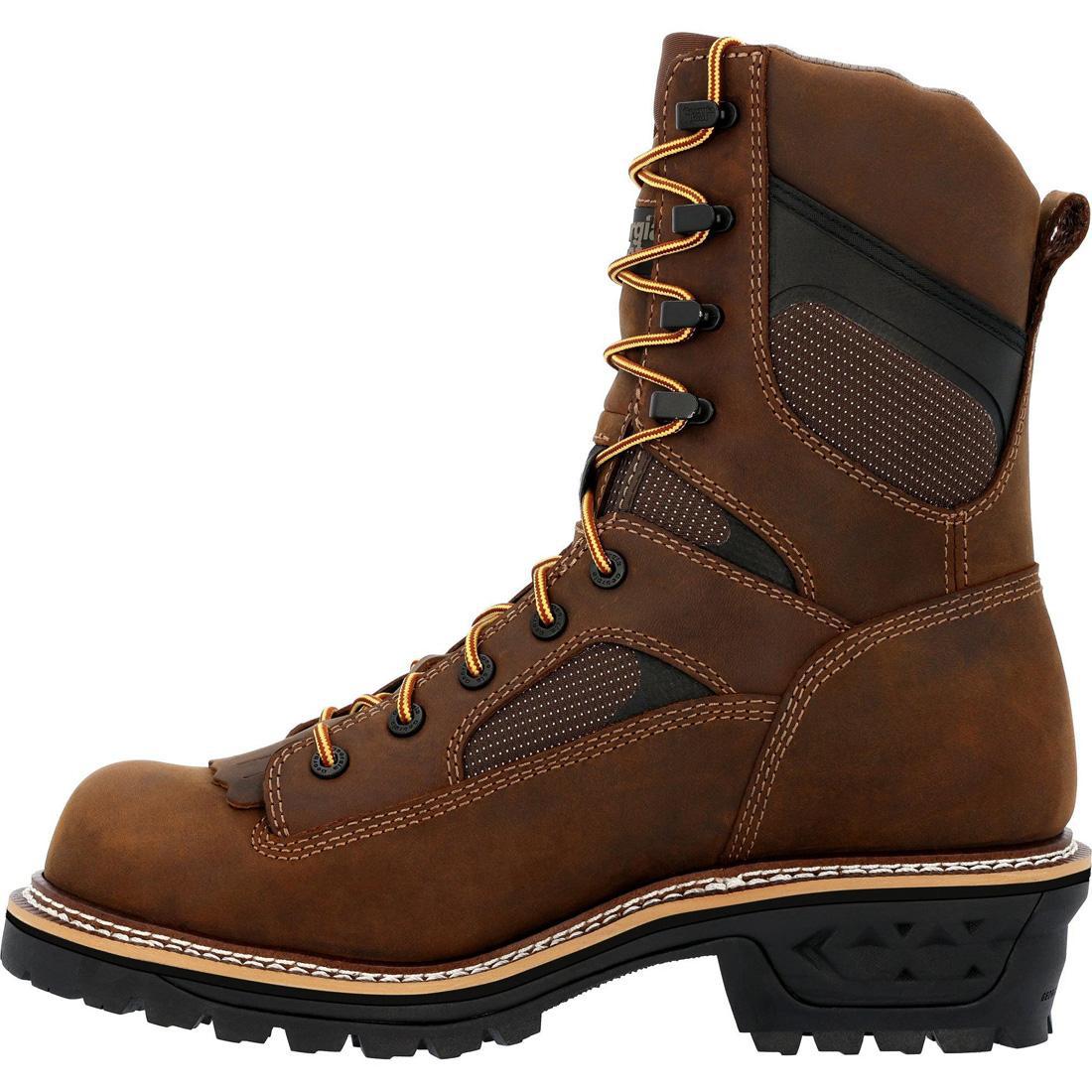 LTX Logger Waterproof Work Boots for Men - Steel Toe Safety Boots with Slip Resistant Outsole - Durable Construction Work Shoes for Logging, Hiking & Outdoor Jobs