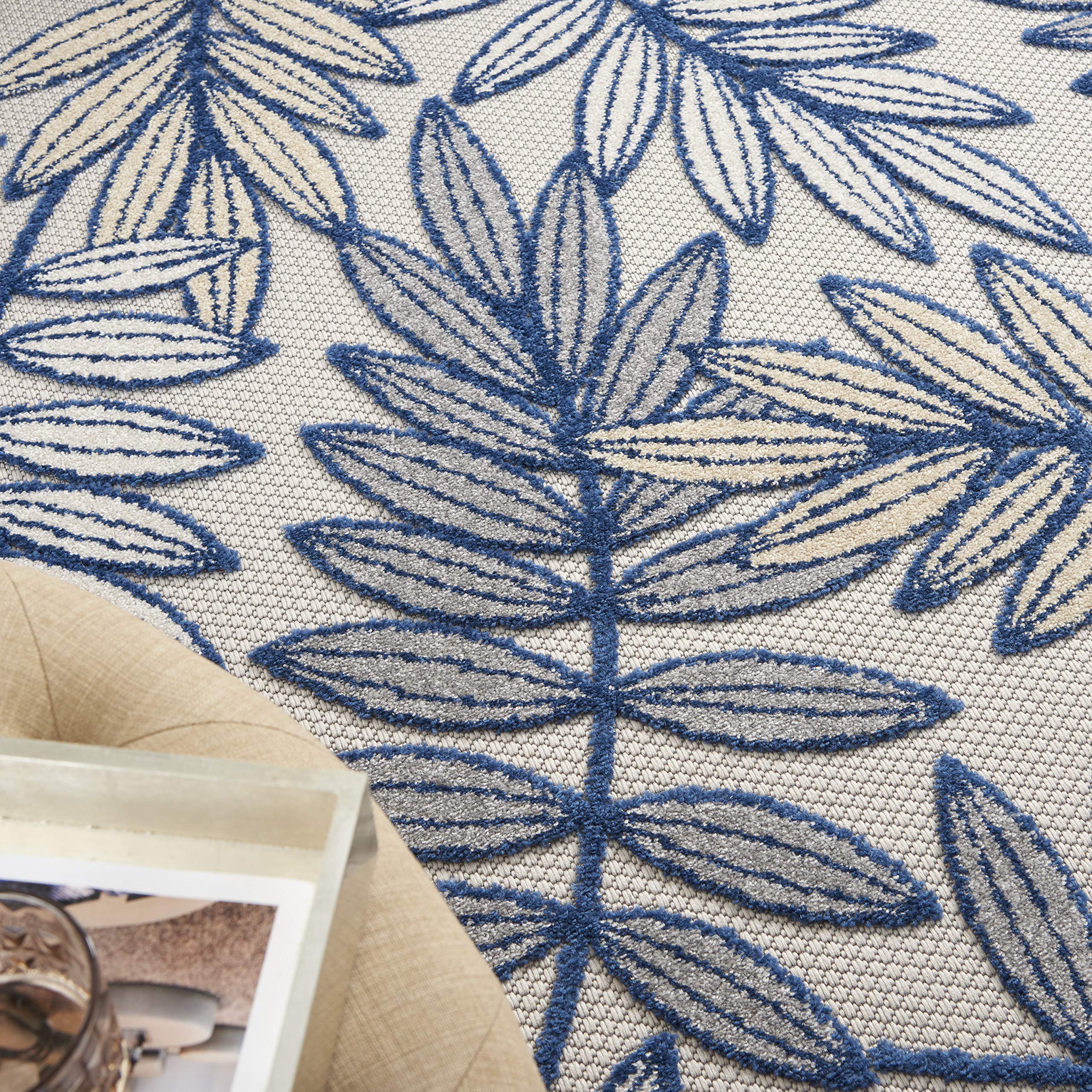 Nourison Aloha 6' x 9' Indoor/Outdoor Area Rug - Ivory & Navy Stripe - Easy Clean, Non-Shedding, Stain Resistant - Perfect for Living Room, Bedroom, Dining Room, Patio, Deck & Backyard - Soft & Durable for High Traffic Areas
