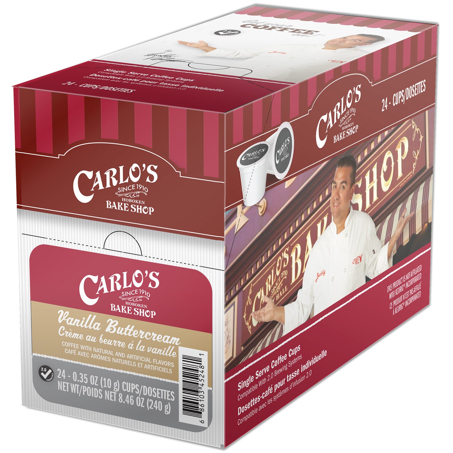 Premium Carlo's Bake Shop Vanilla Buttercream Single Serve Coffee Pods - 24 Pack for Keurig Brewers | Perfect for Office, Home & Gifting