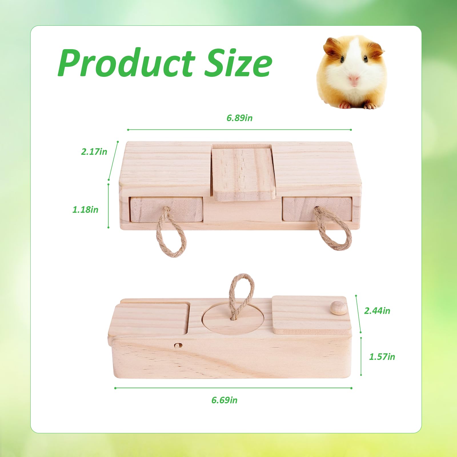 Wooden Guinea Pig Toys & Rabbit Chew Toys - 2 Pack Small Animal Enrichment Foraging Games for Hamsters, Chinchillas, Squirrels, Hedgehogs | Interactive Hide & Seek Treat Toys for Mental Stimulation & Natural Instincts - Perfect for Cage Entertainment & Training
