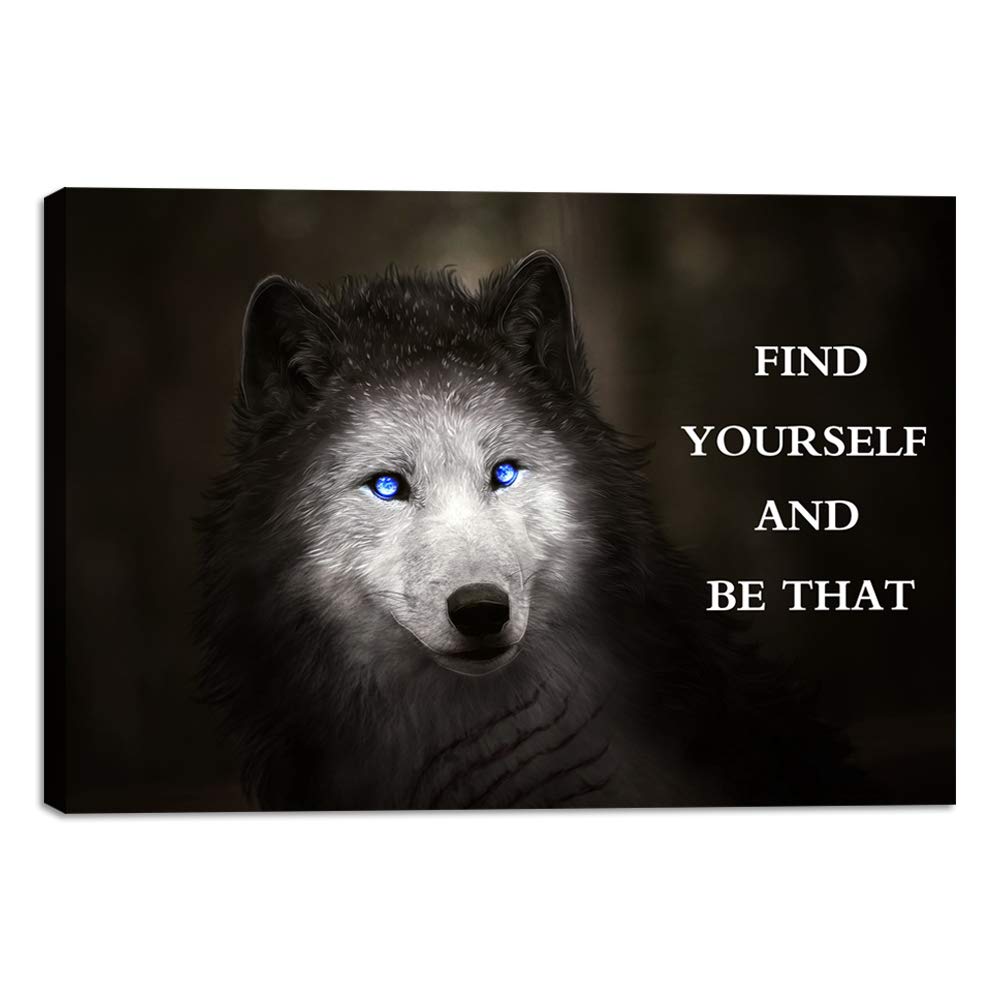 Yetaryy Wolf Canvas Wall Art - Motivational Quote Inspirational Poster (24x36 Inches) for Office, Classroom, Gym & Home Decor - Framed & Ready to Hang - Perfect for Motivation & Positive Vibes in Work & Living Spaces
