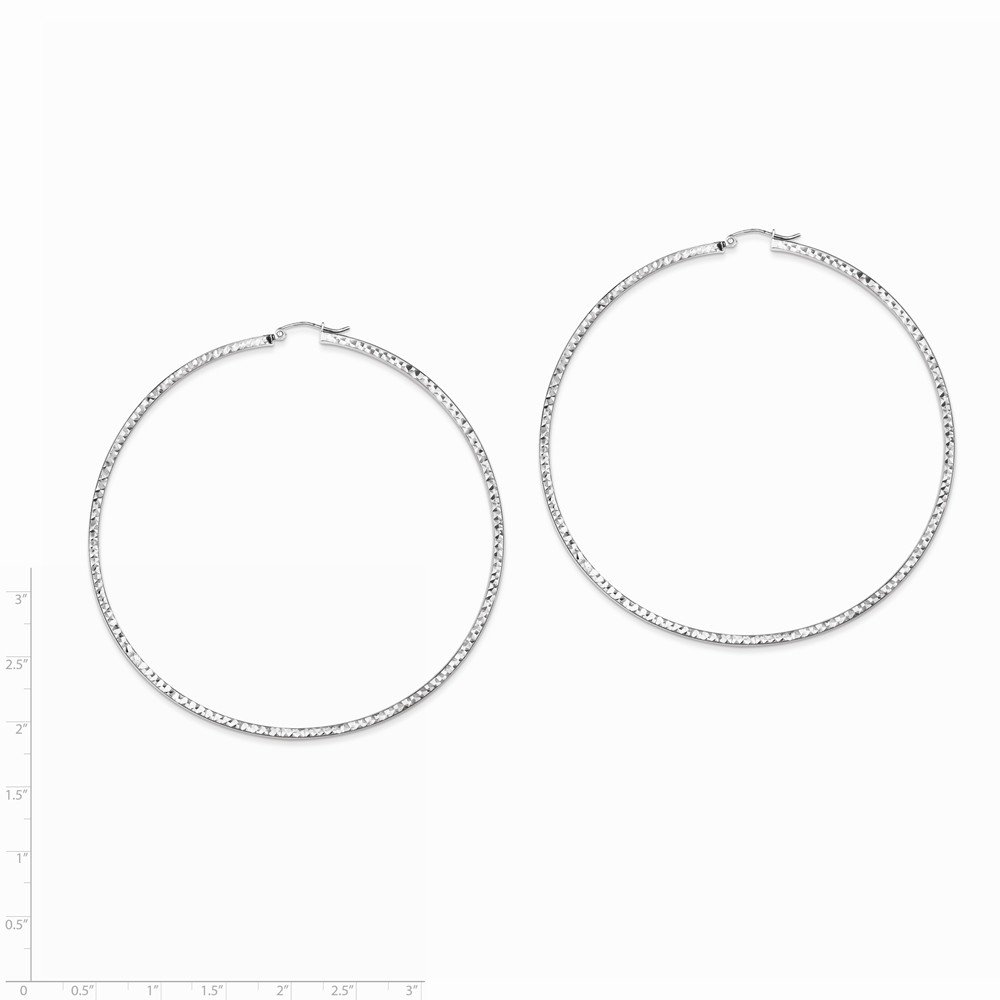 Sterling Silver Rhodium-Plated 2x80mm Square Tube Hoop Earrings for Women - Hypoallergenic Dangle Ear Jewelry for Parties, Weddings & Everyday Wear