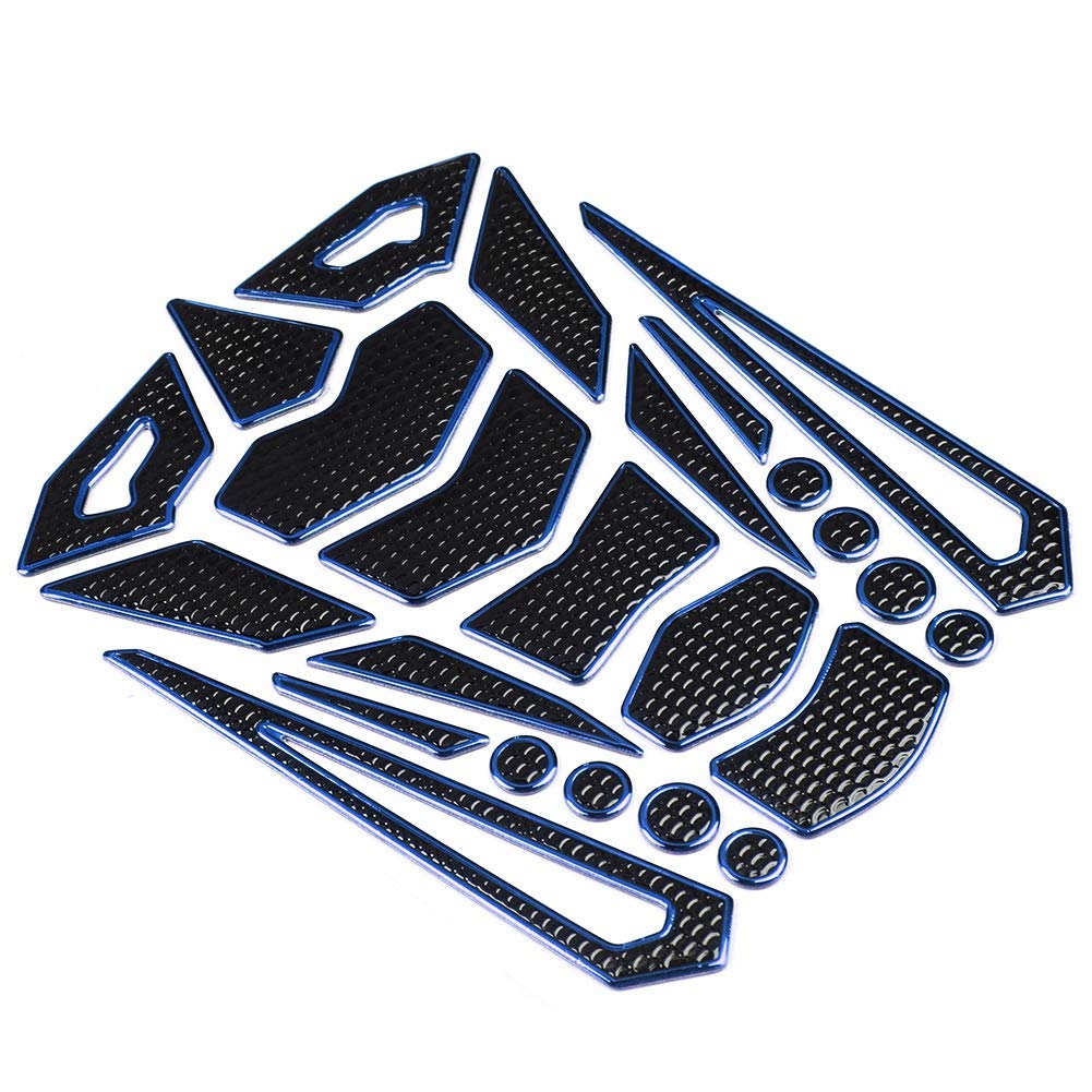 Universal Motorcycle Gas Tank Grip Pads - Non-Slip Traction Protector Stickers with Black & Blue Border for Enhanced Control - Perfect for Street Bikes, Cruisers & Sport Bikes Riding
