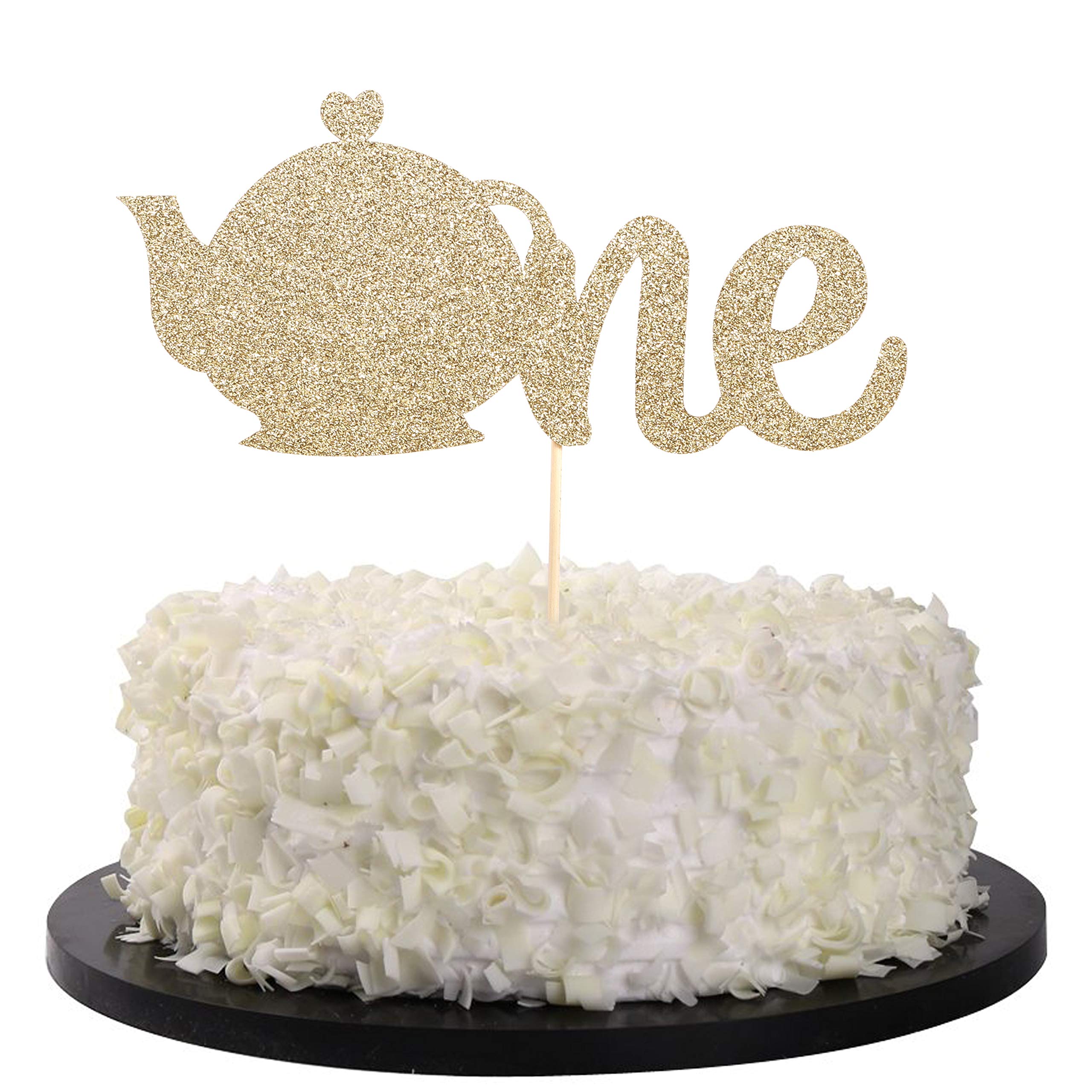 Sparkling Teapot Cake Topper for 1st Birthday Tea Party - Elegant Glitter Teacup Cake Decorations for Baby Girl's First Birthday, Baby Shower, and Tea Party Theme Celebrations