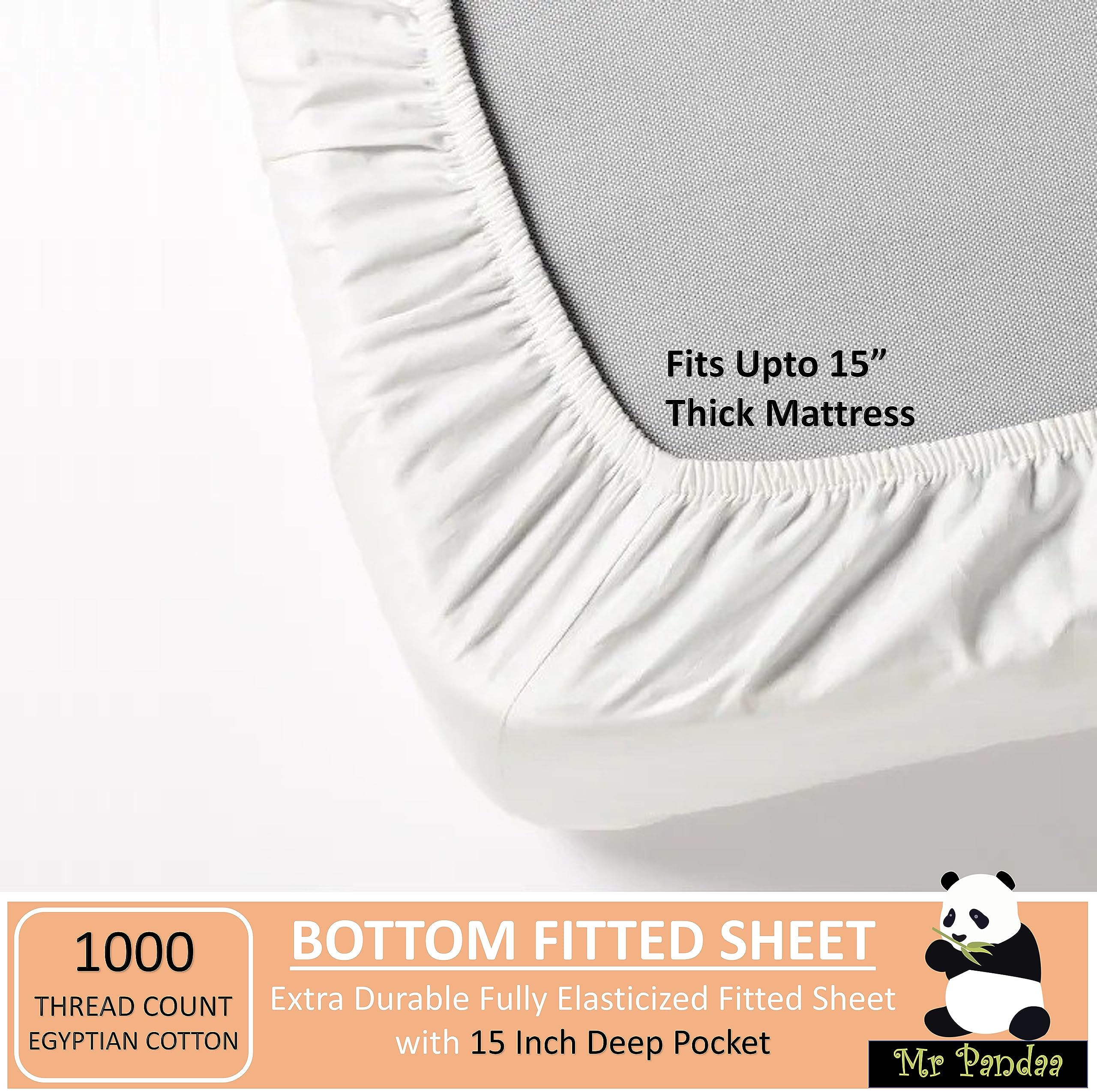 Premium Twin Size Sheet Set - 1000 Thread Count 100% Egyptian Cotton, 15